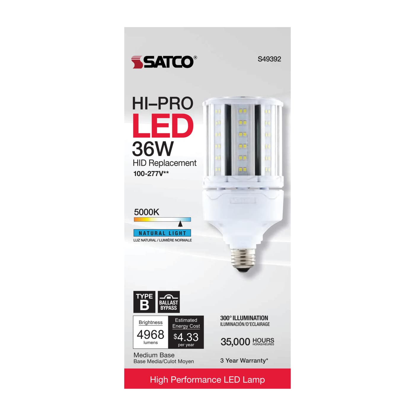 36W/LED/HP/850/100-277V/E26 - S49392