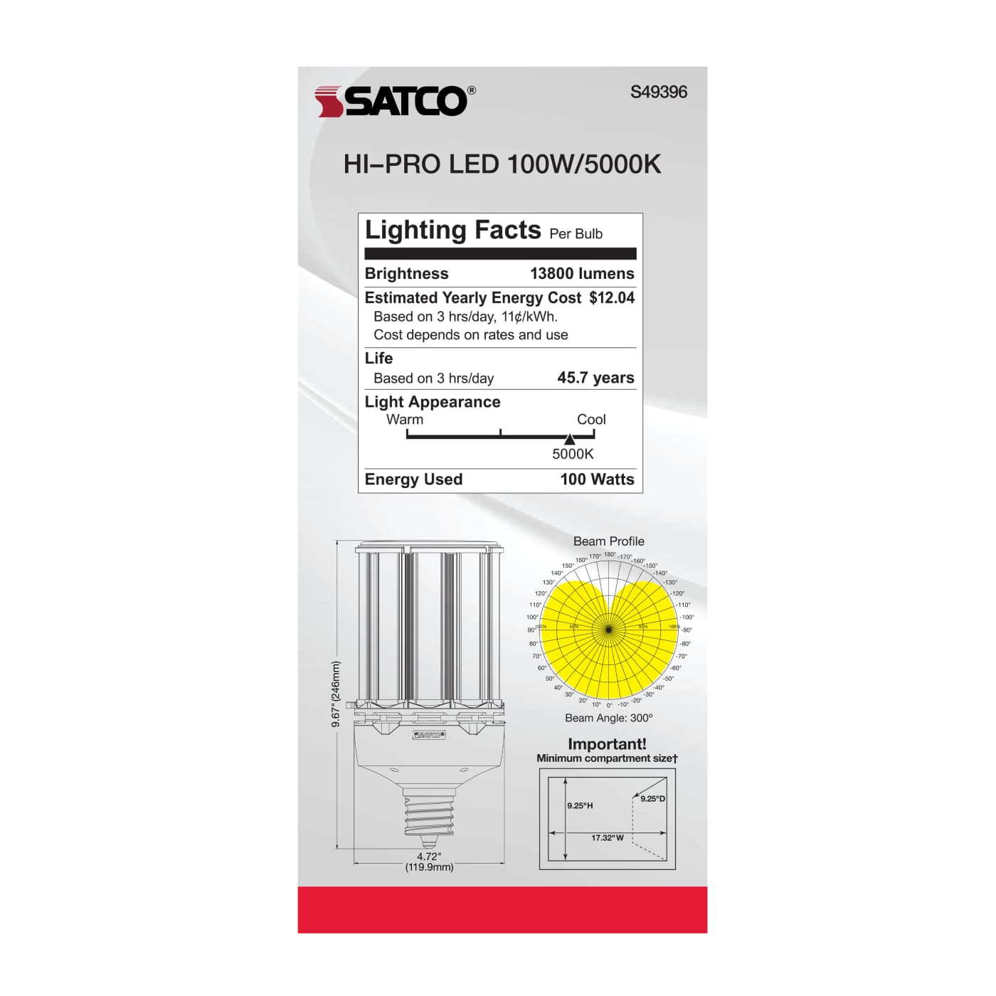 100W/LED/HP/850/100-277V/EX39 - S49396