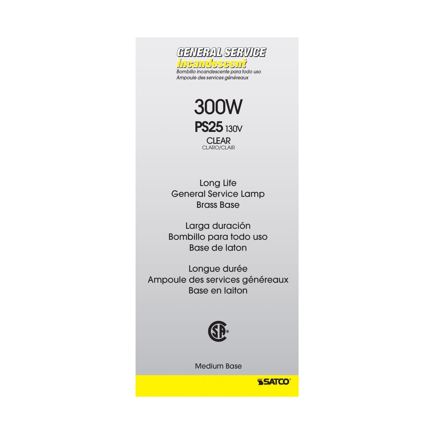 300M MED BASE CLEAR 130V. - S4959