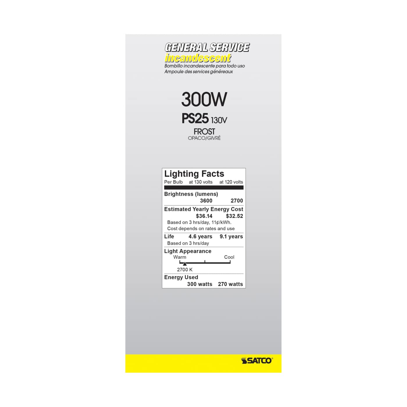 300M/IF MED BASE FROSTED 130V. - S4960