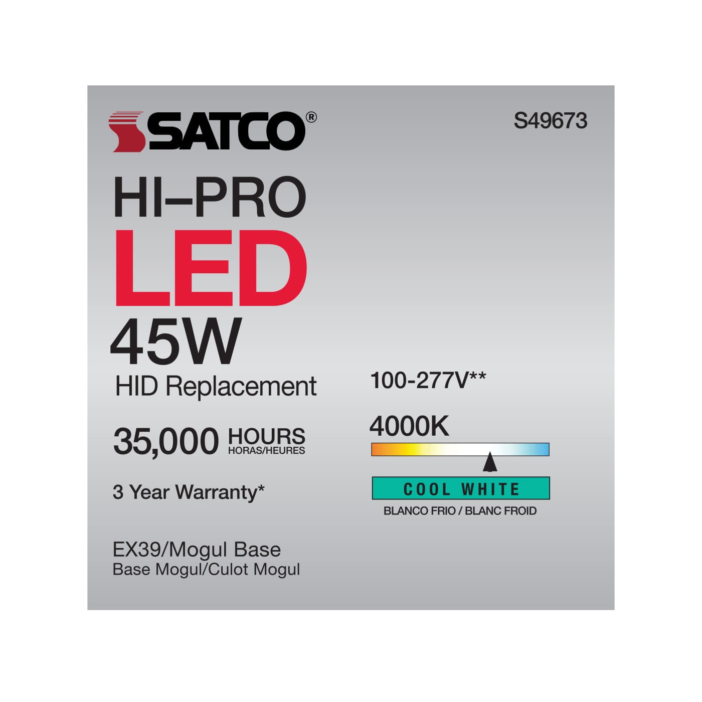45W/LED/HP/840/100-277V/EX39 - S49673