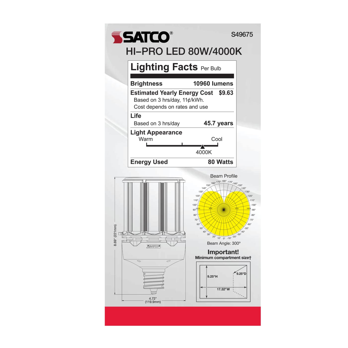 80W/LED/HP/840/100-277V/EX39 - S49675