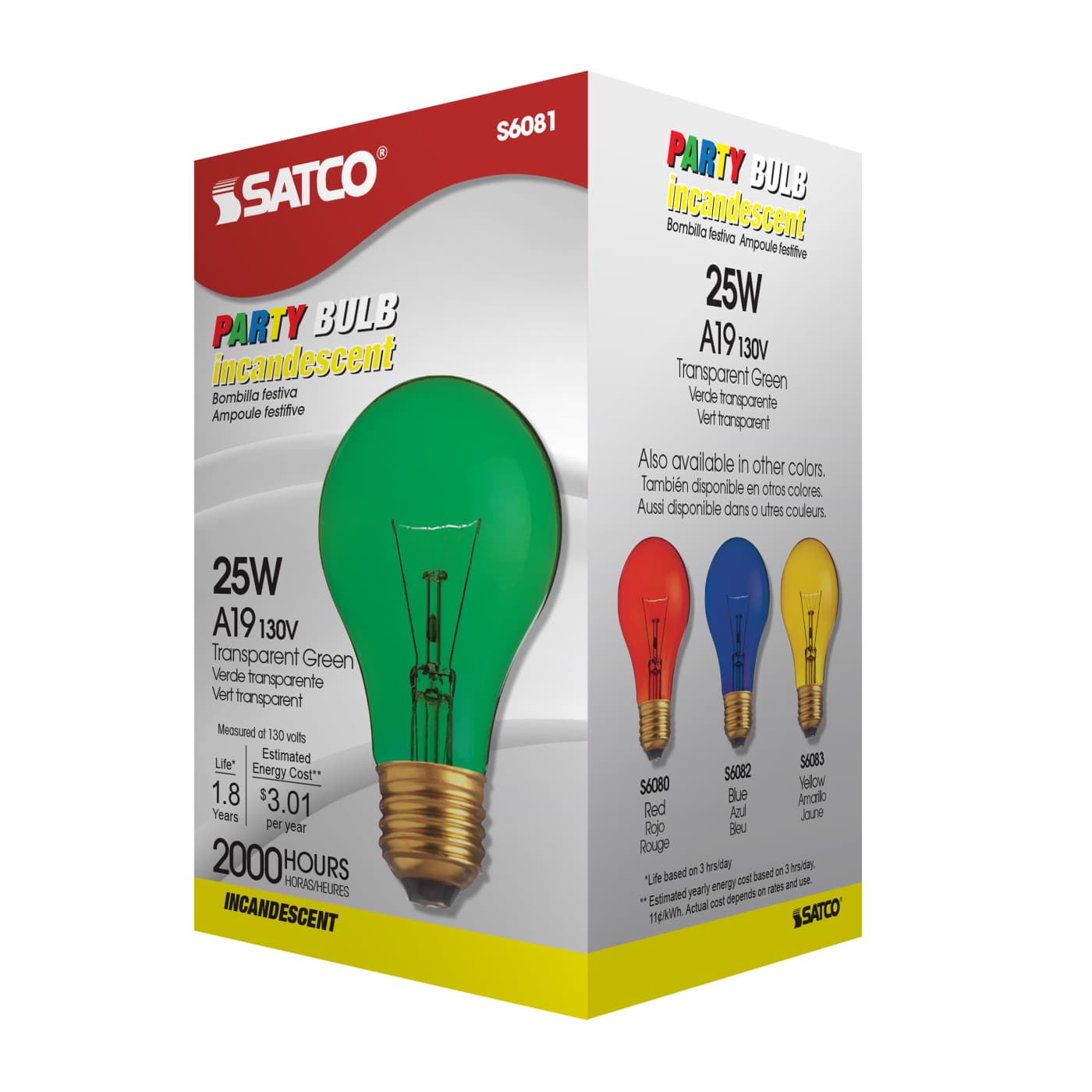 25W A19 TRANS. GREEN 130V - S6081