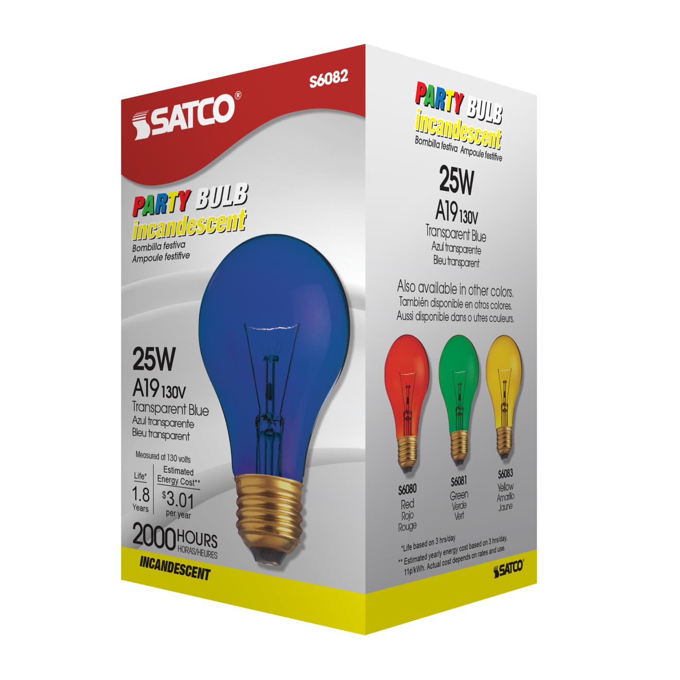 25W A19 TRANS. BLUE 130V - S6082