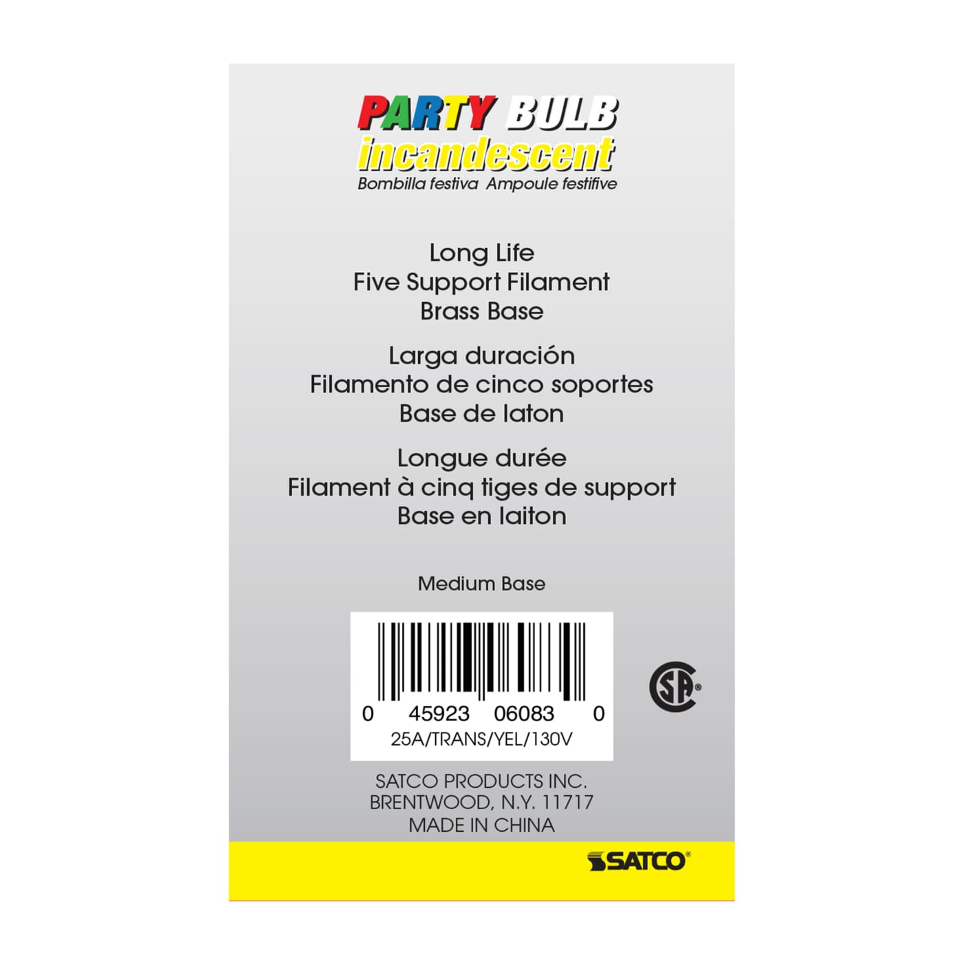 25W A19 TRANS. YELLOW 130V - S6083