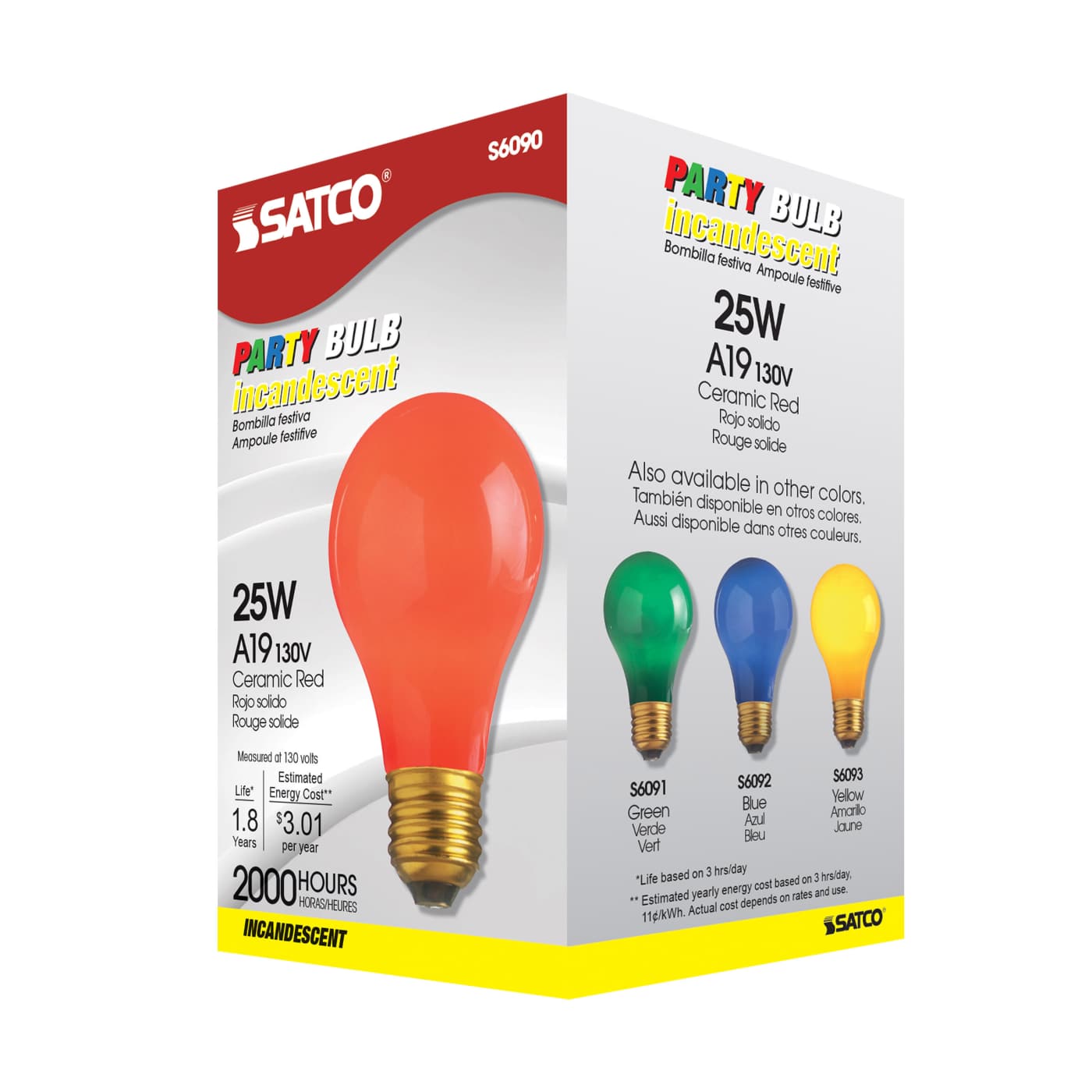 25W A19 CERAMIC RED 130V. - S6090