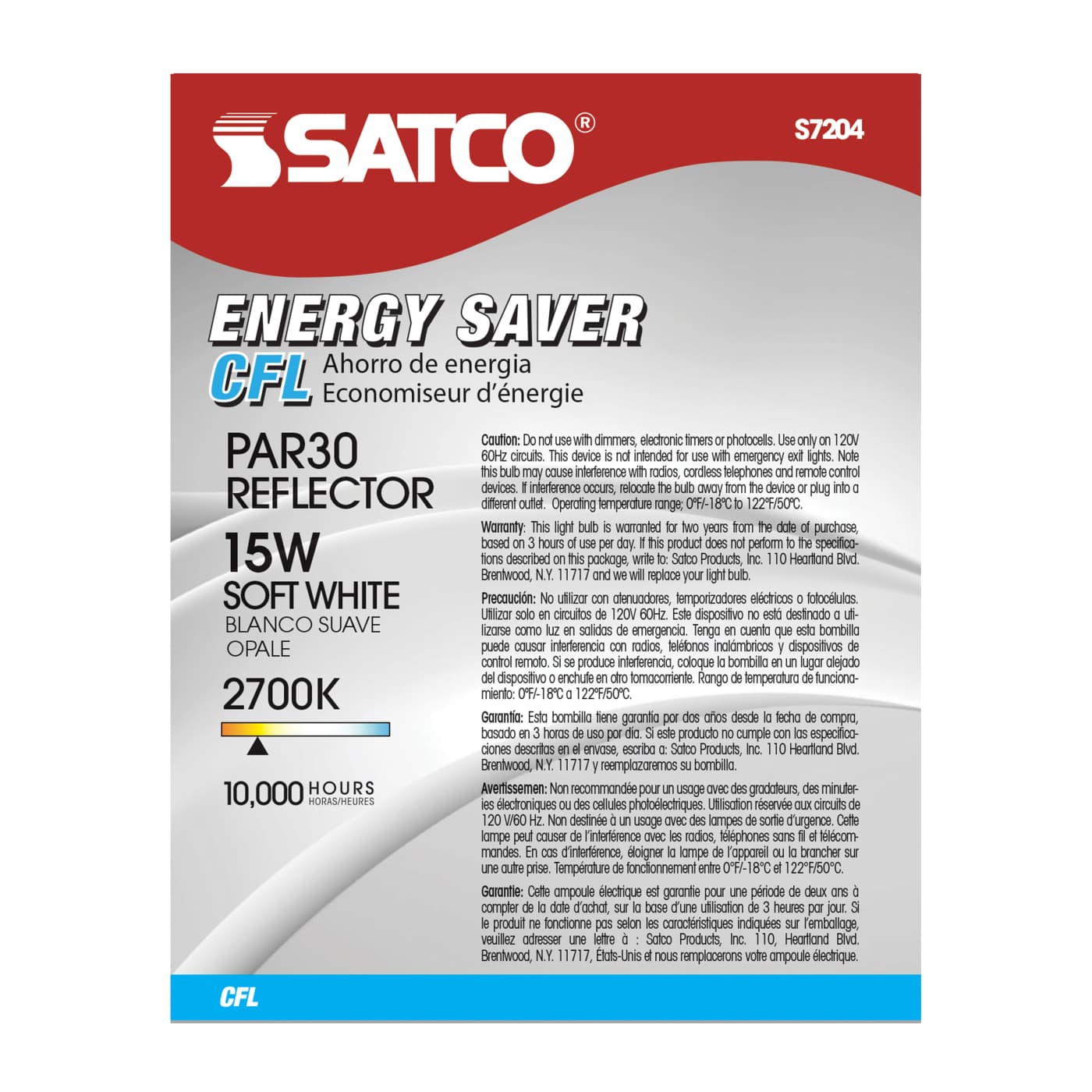 15PAR30/E26/2700K/120V/1PK - S7204