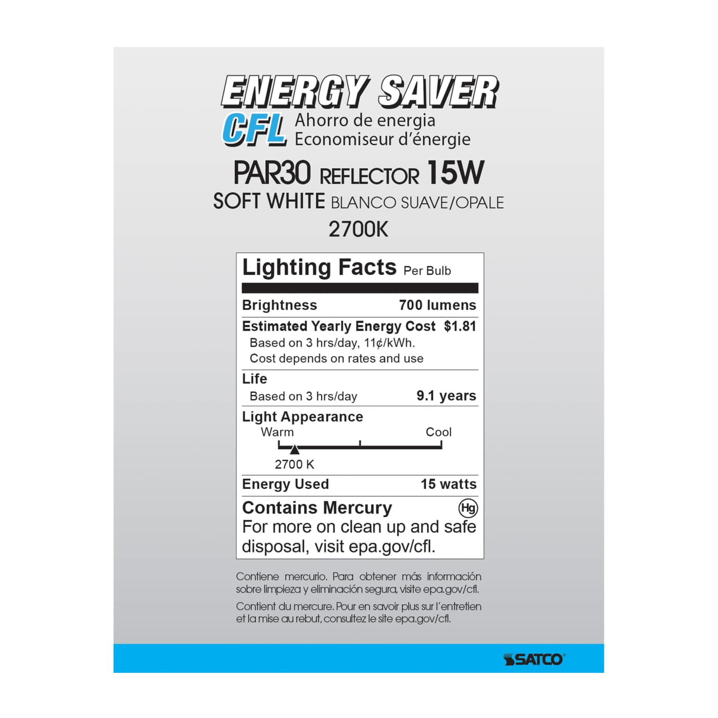 15PAR30/E26/2700K/120V/1PK - S7204