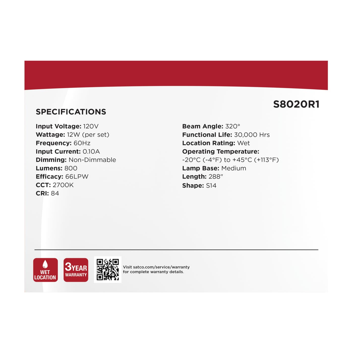 24FT/LED/SL/S14/27K/120V - S8020R1