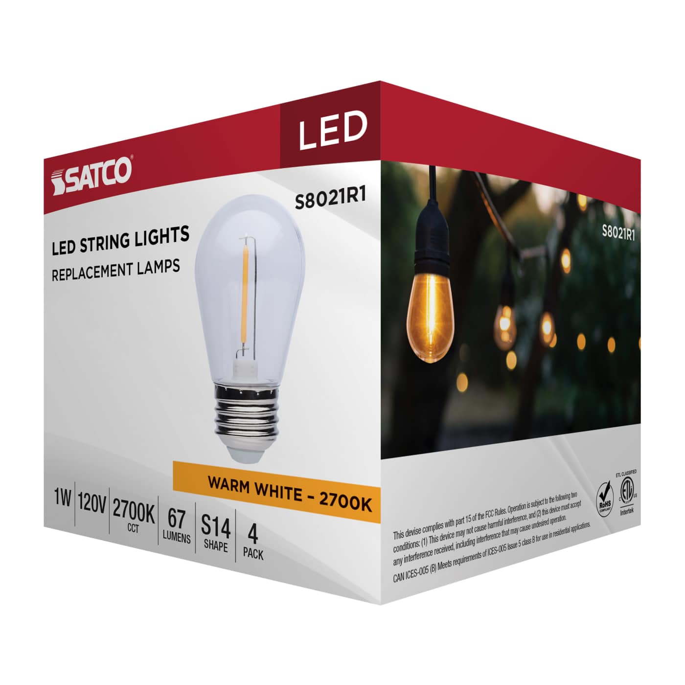 1W/LED/S14/CL/27K/120V/ND/4PK - S8021R1