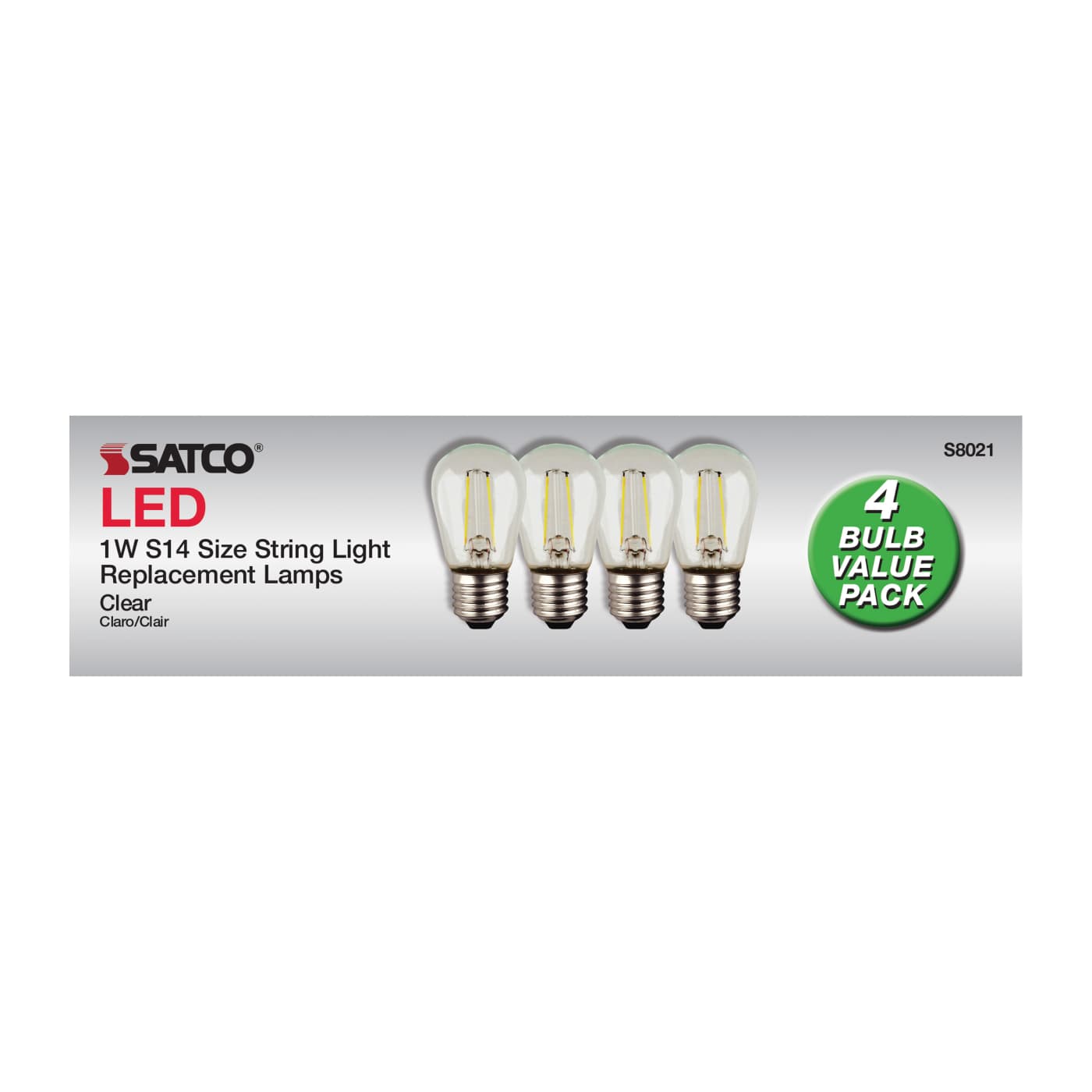 1W/LED/S14/CL/27K/120V/ND/4PK - S8021