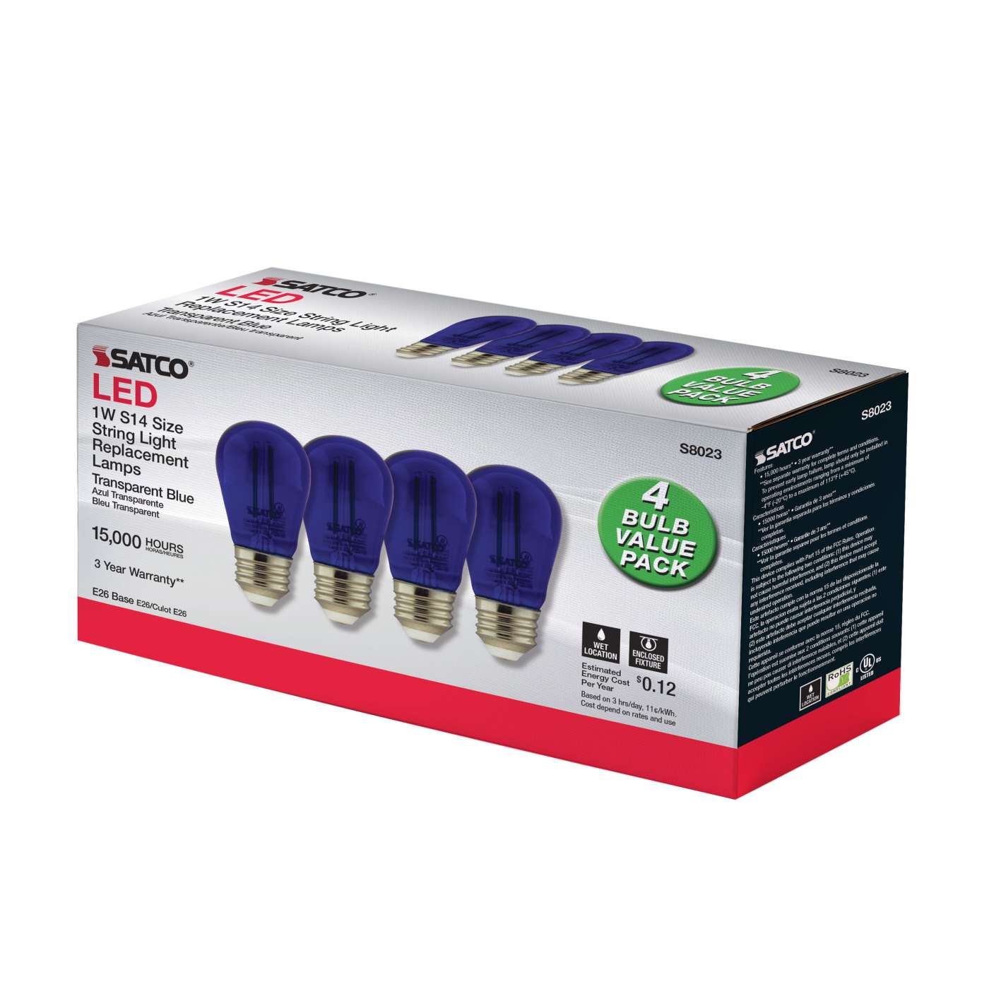 1W/LED/S14/BLUE/120V/ND/4PK - S8023