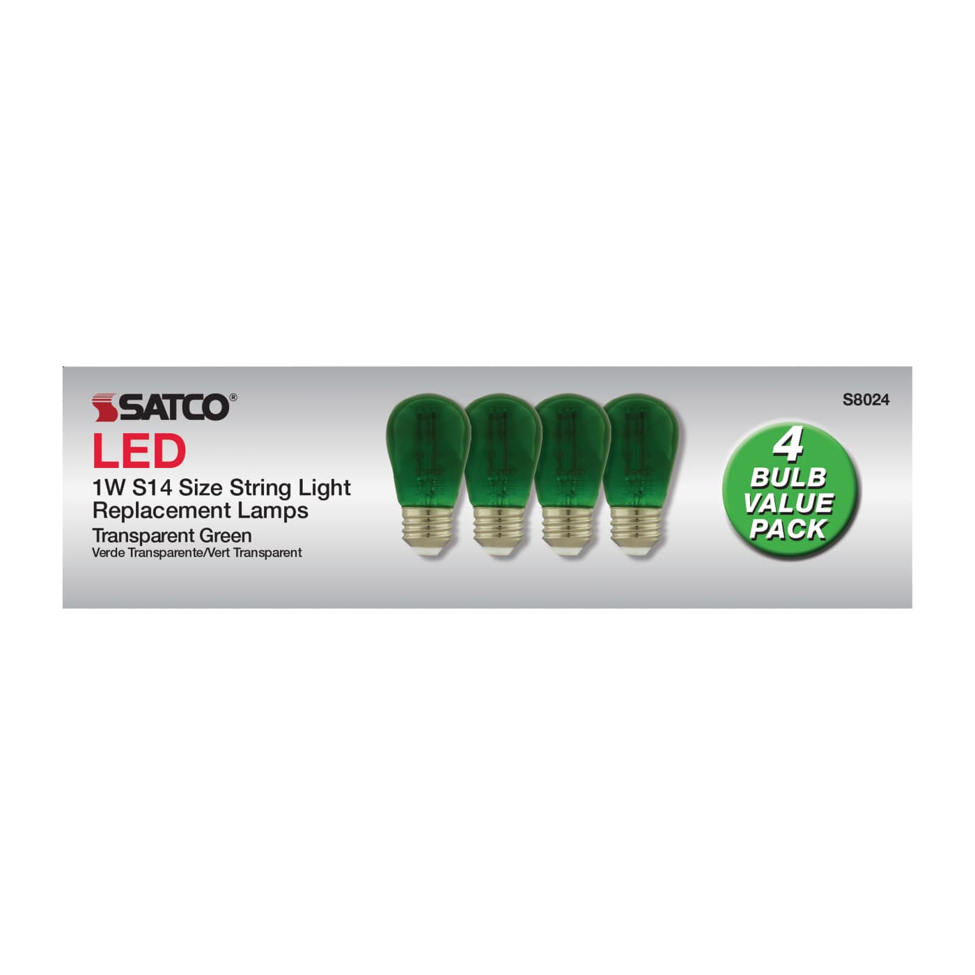 1W/LED/S14/GREEN/120V/ND/4PK - S8024