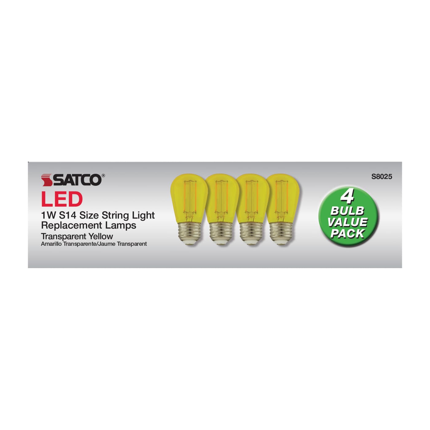 1W/LED/S14/YELLOW/120V/ND/4PK - S8025
