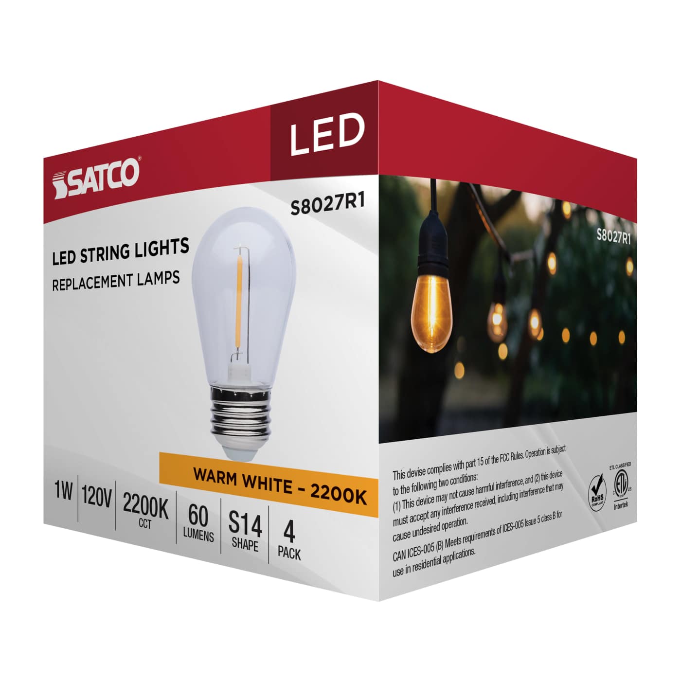 1W/LED/S14/CL/22K/120V/ND/4PK - S8027R1