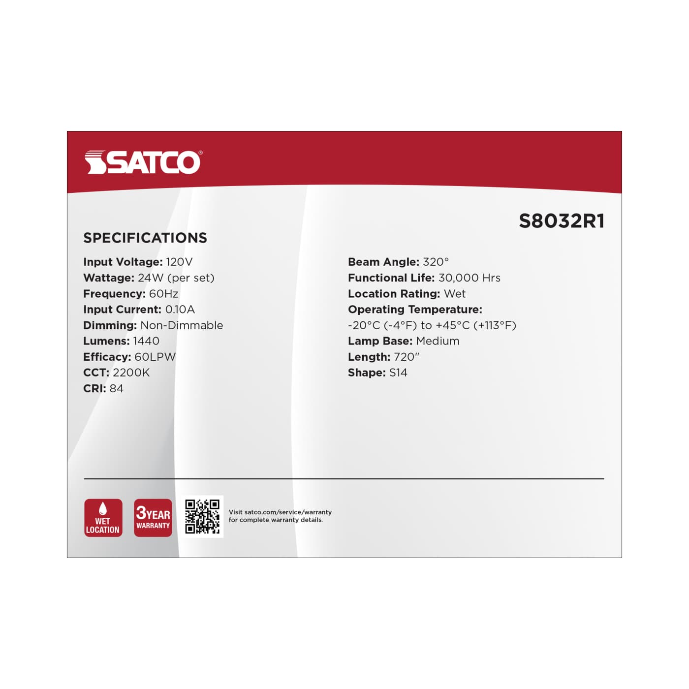 60FT/LED/SL/S14/22K/120V - S8032R1