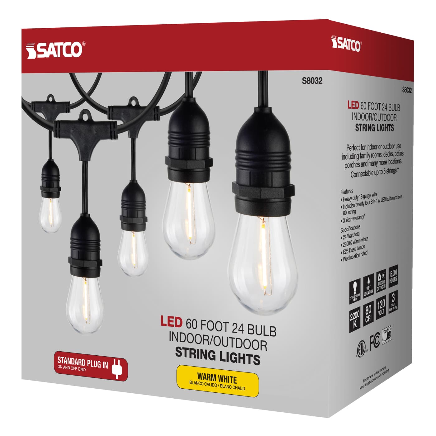 60FT/LED/SL/S14/822K/120V - S8032