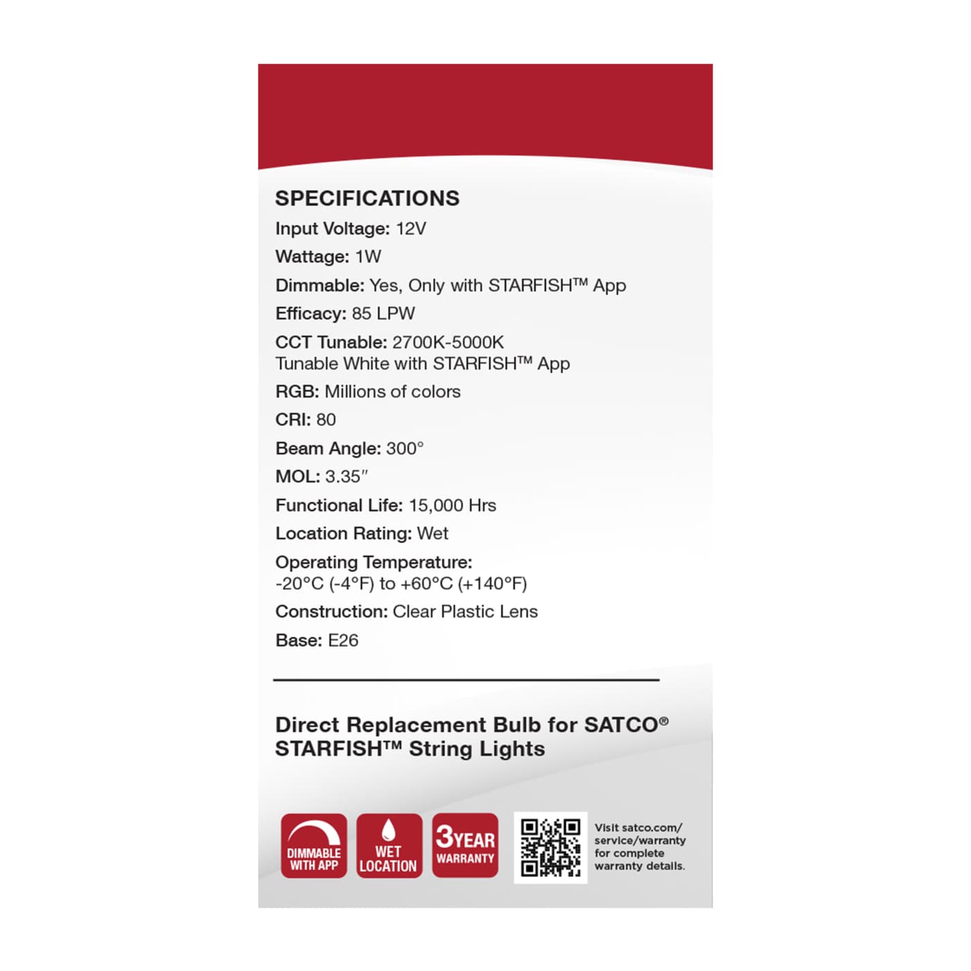 1W/LED/S14/RGBW/CL/12V/2PK - S8050