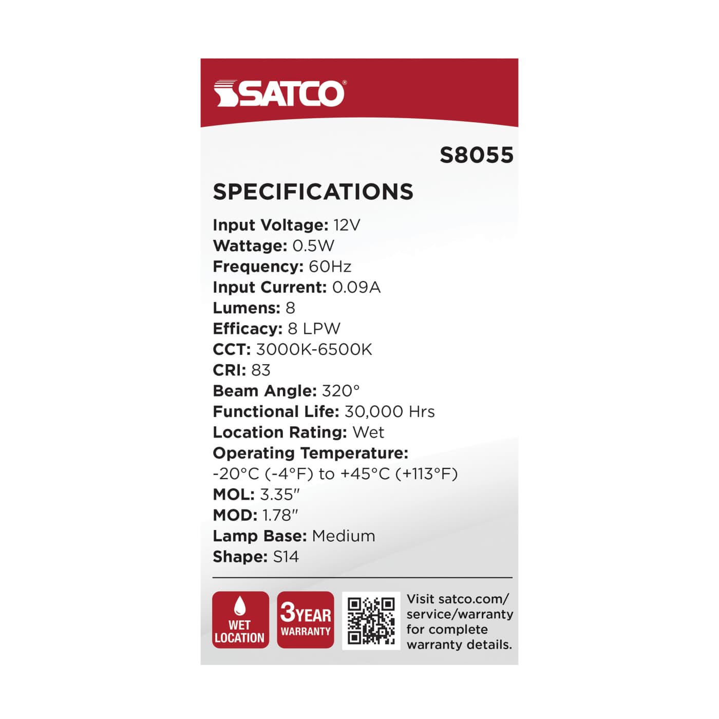 0.5W/LED/S14/RGBTW/CL/RC/12V - S8055