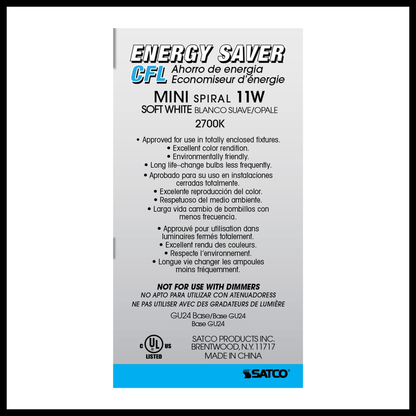 11T2/GU24/2700K/120V/1PK - S8202