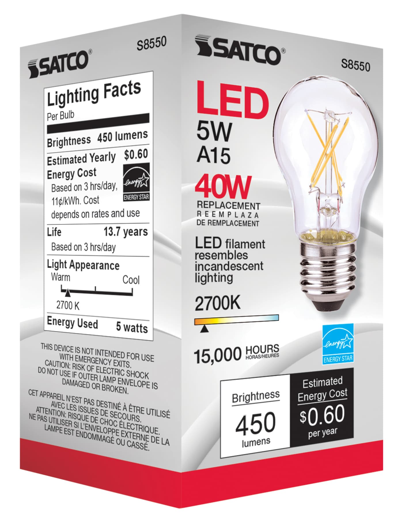 5A15/CL/LED/E26/27K/90CRI/120V - S8550