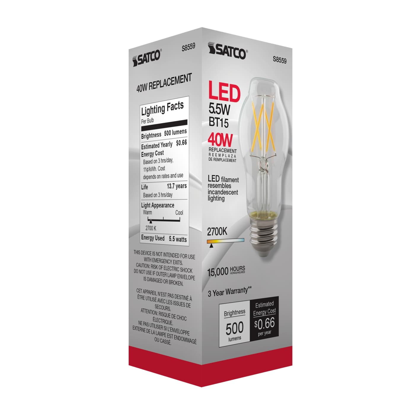 5.5BT15/LED/E26/27K/120V - S8559