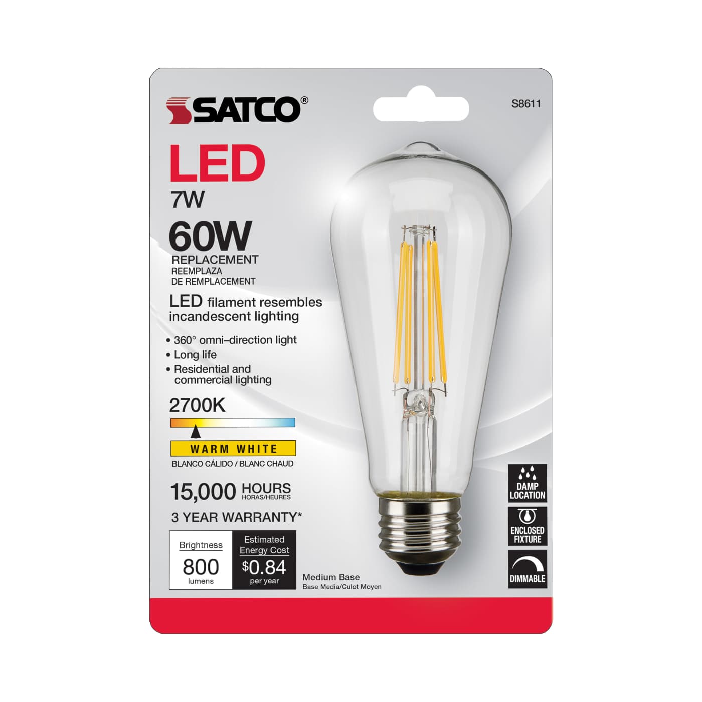 6.5ST19/CL/LED/E26/27K/120V - S8611