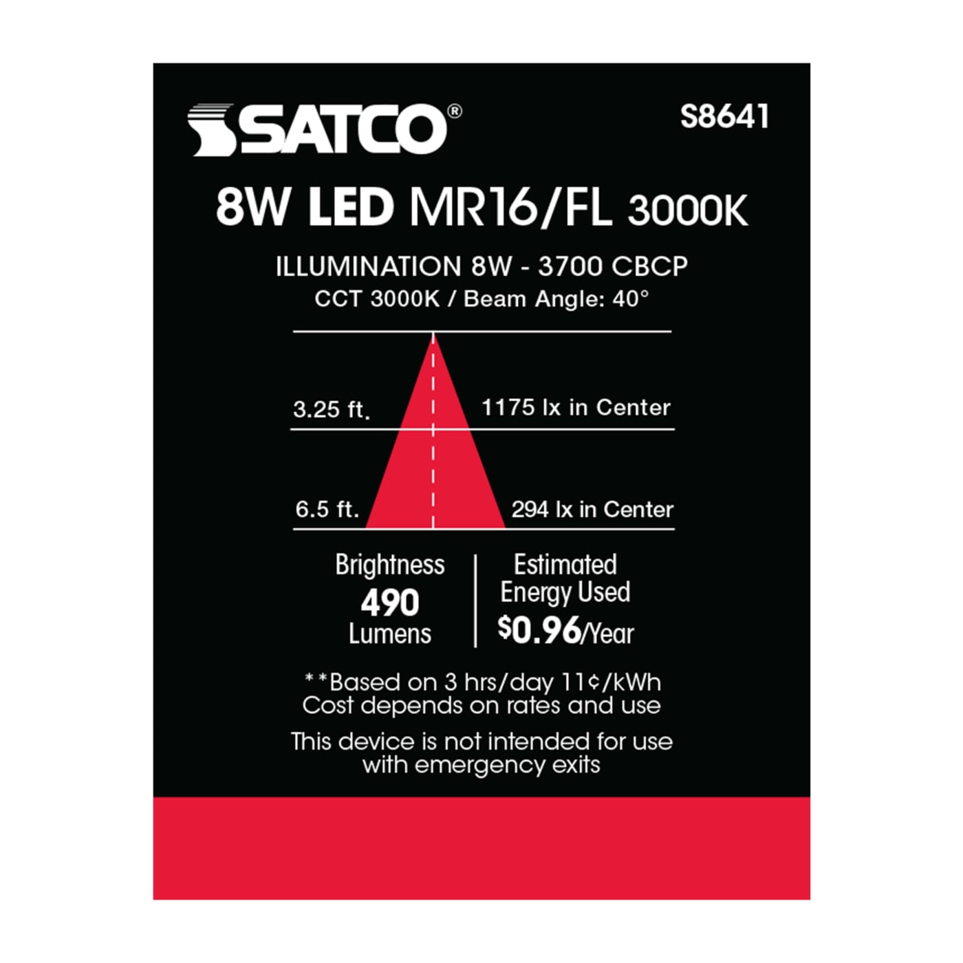 8MR16/LED/40'/30K/90CRI/12V - S8641