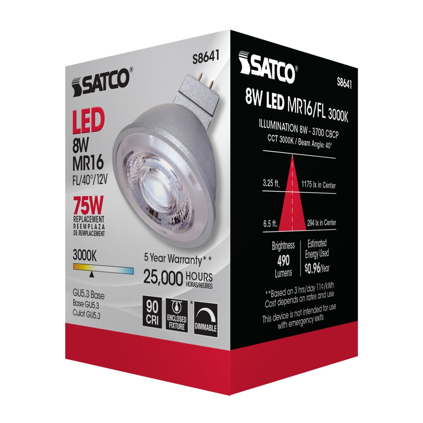 8MR16/LED/40'/30K/90CRI/12V - S8641