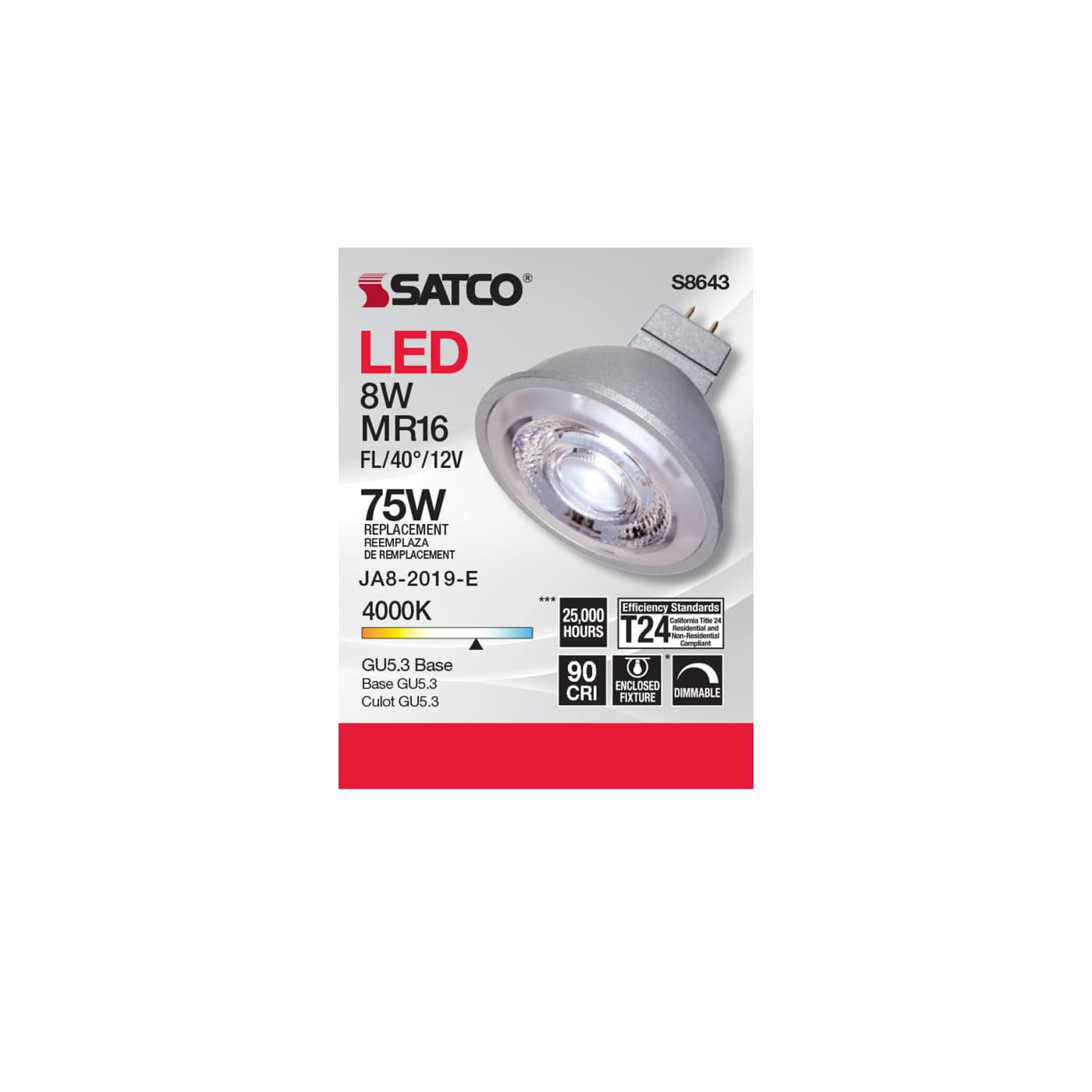 8MR16/LED/40'/40K/90CRI/12V - S8643