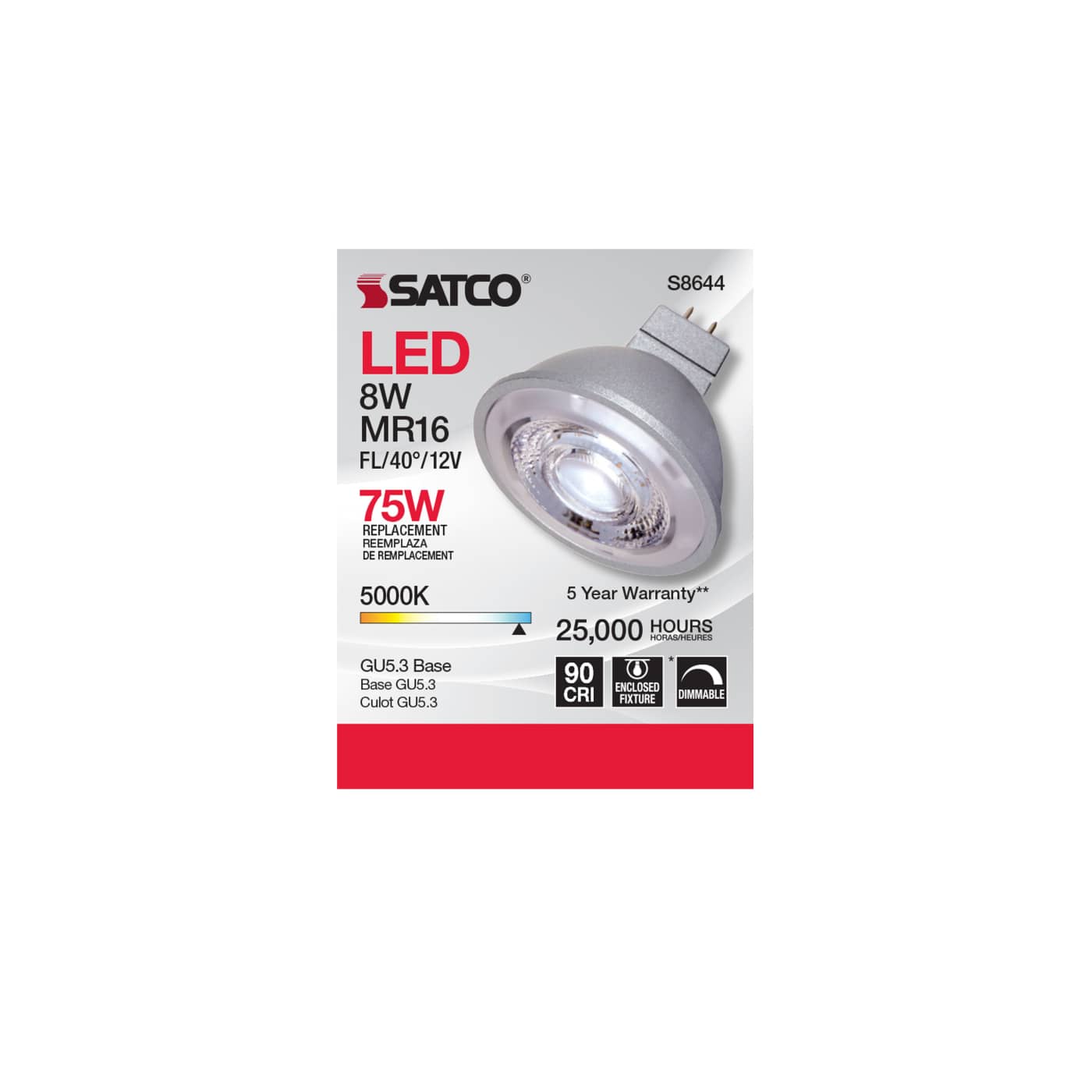 8MR16/LED/40'/50K/90CRI/12V - S8644