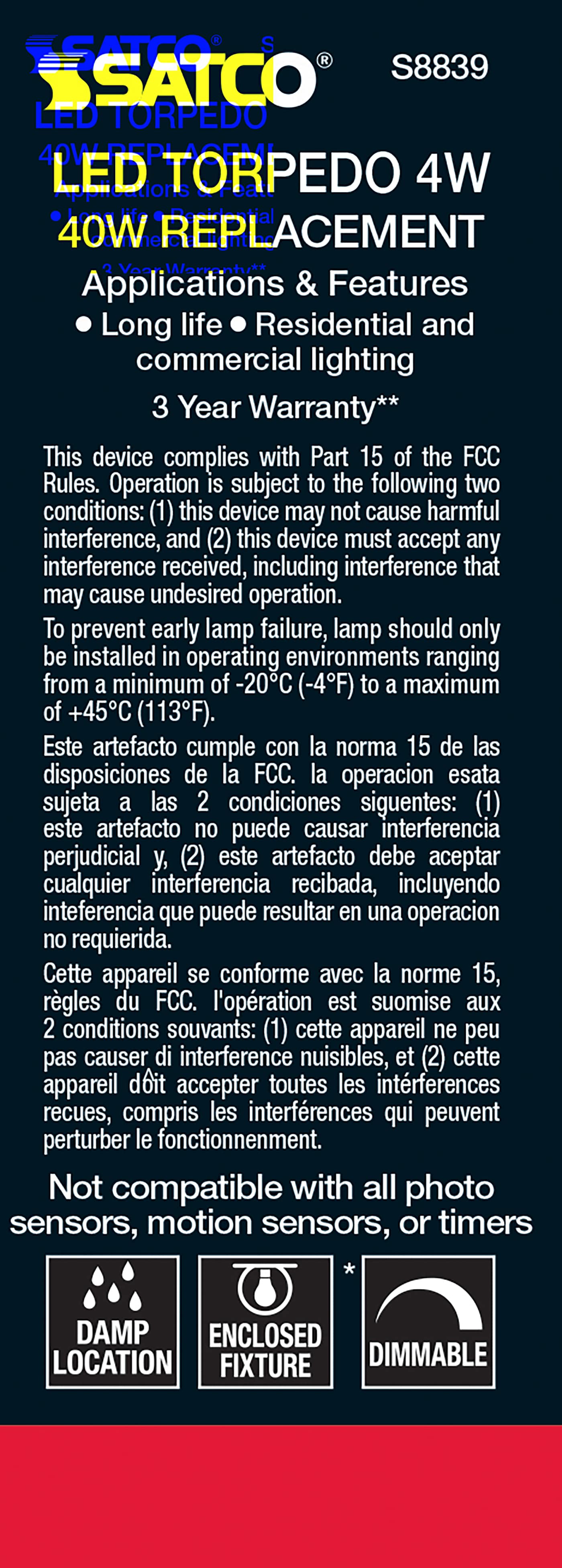 4W CTC/LED/40K/CL/120V - S8839