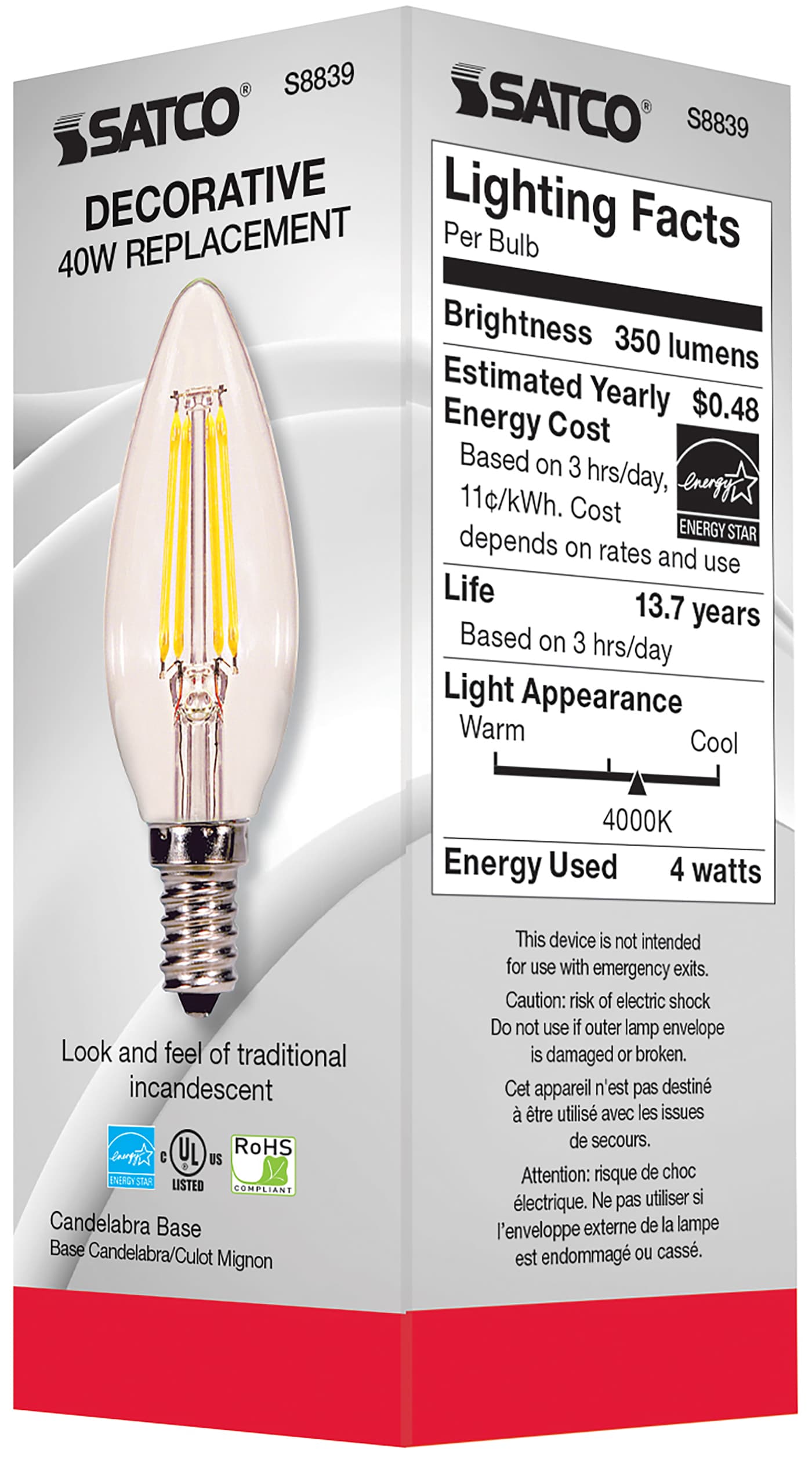 4W CTC/LED/40K/CL/120V - S8839