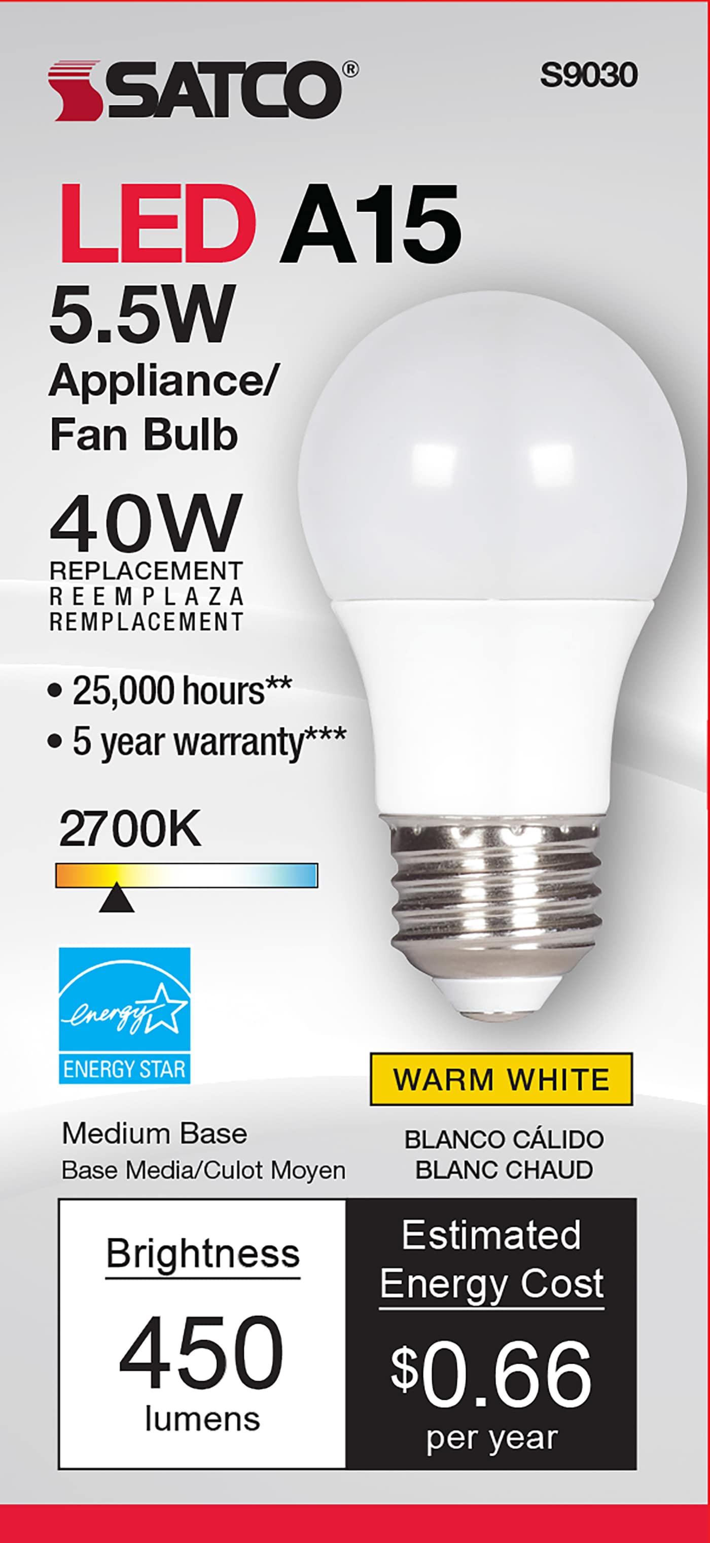 5.5A15/LED/2700K/120V - S9030