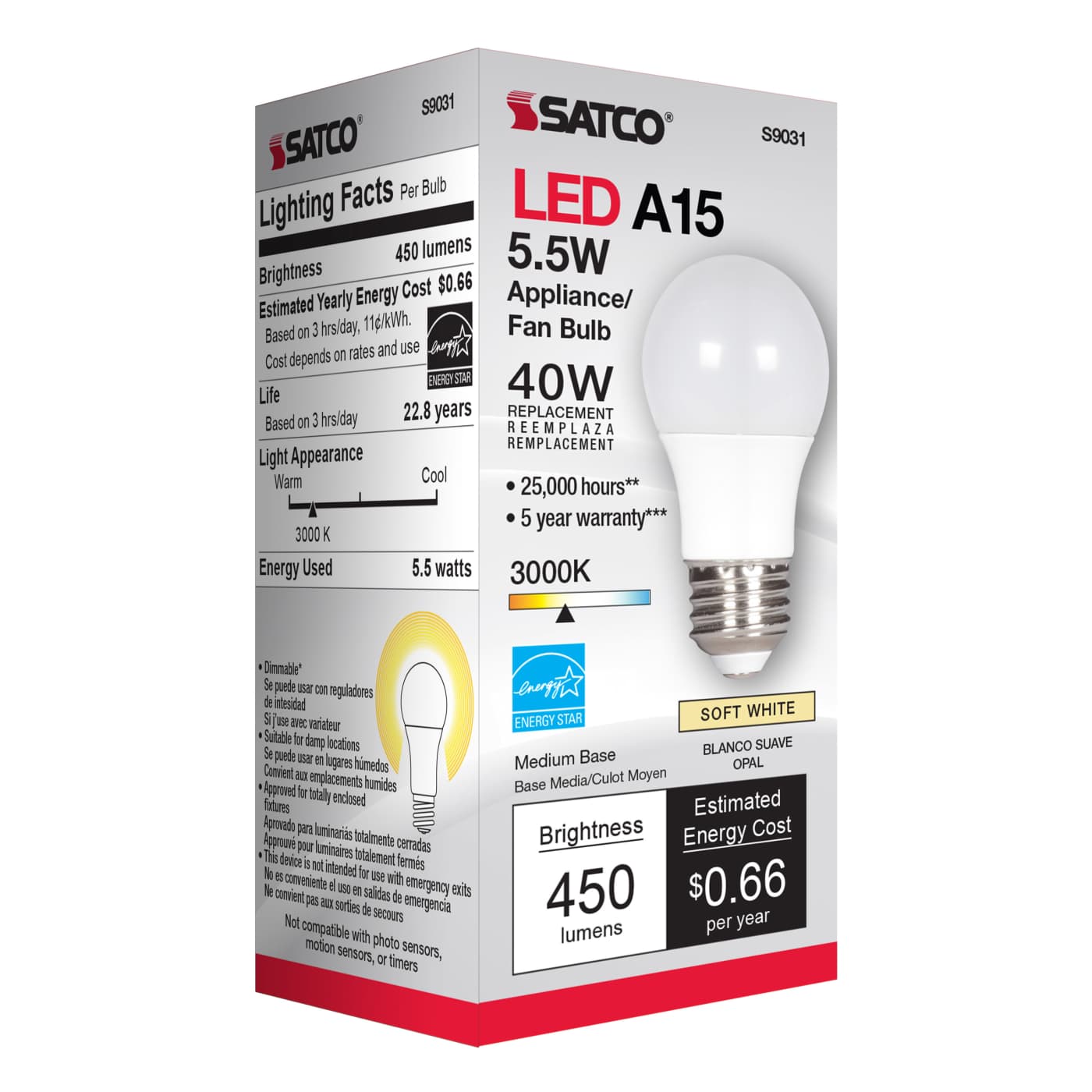 5.5A15/LED/3000K/120V - S9031