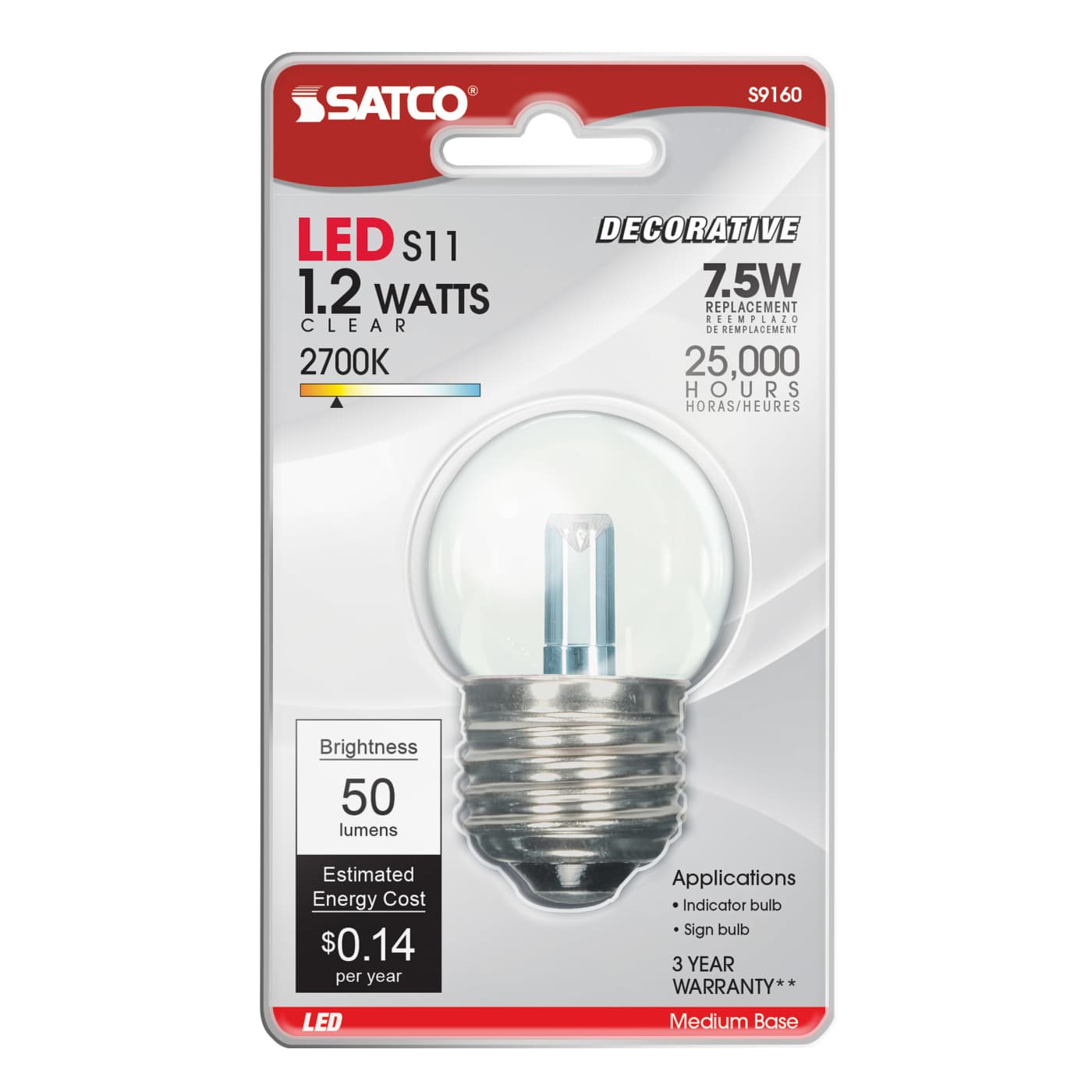 1.2W S11/CL/LED/120V/CD - S9160
