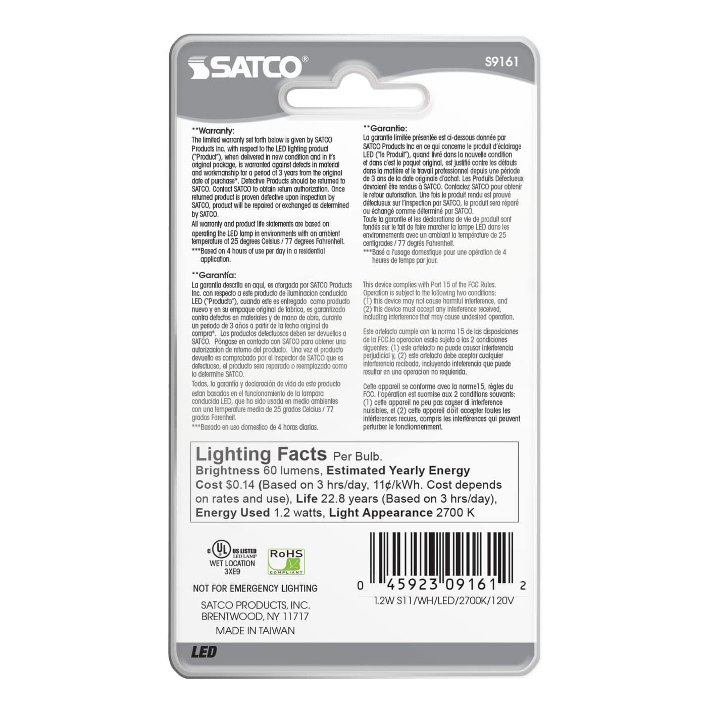 1.2W S11/WH/LED/120V/CD - S9161