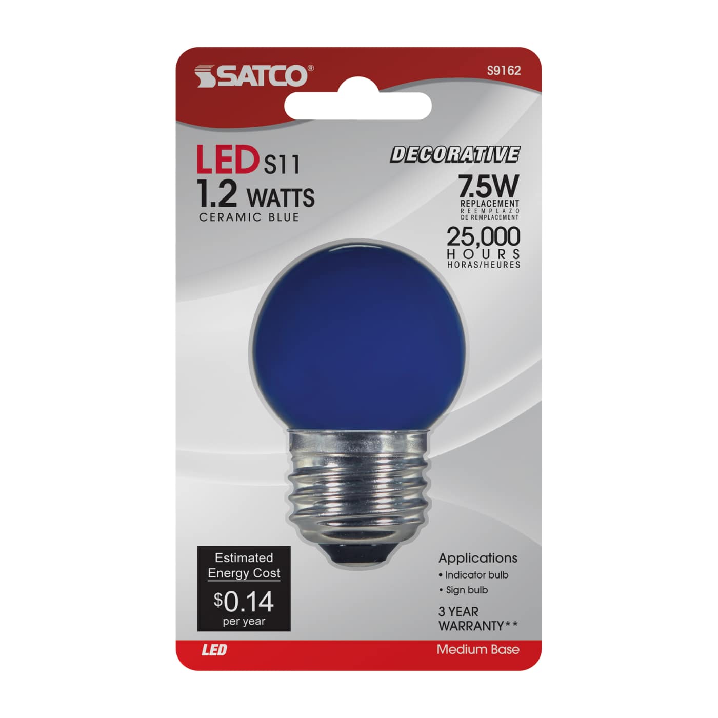 1.2W S11/BL/LED/120V/CD - S9162