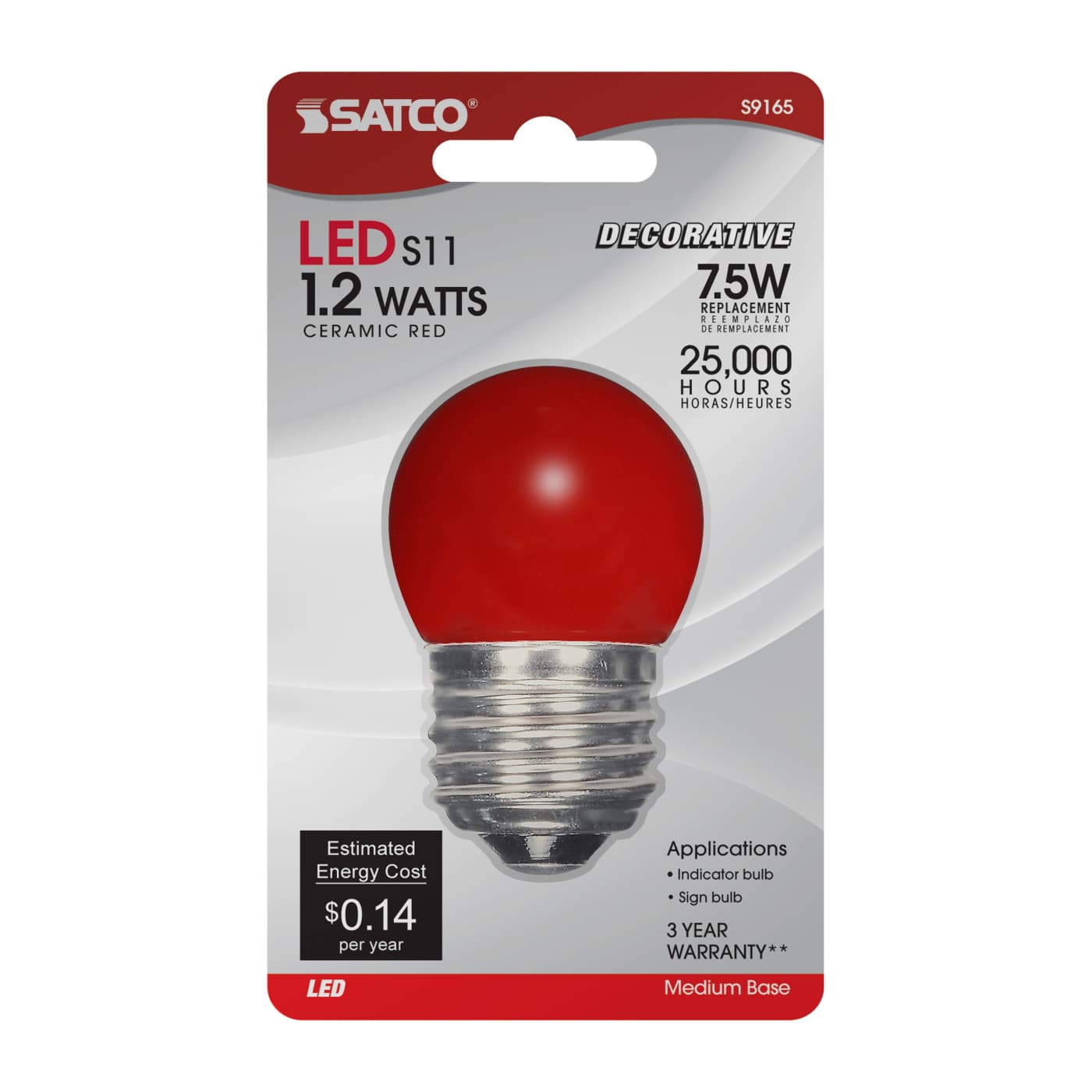 1.2W S11/RED/LED/120V/CD - S9165