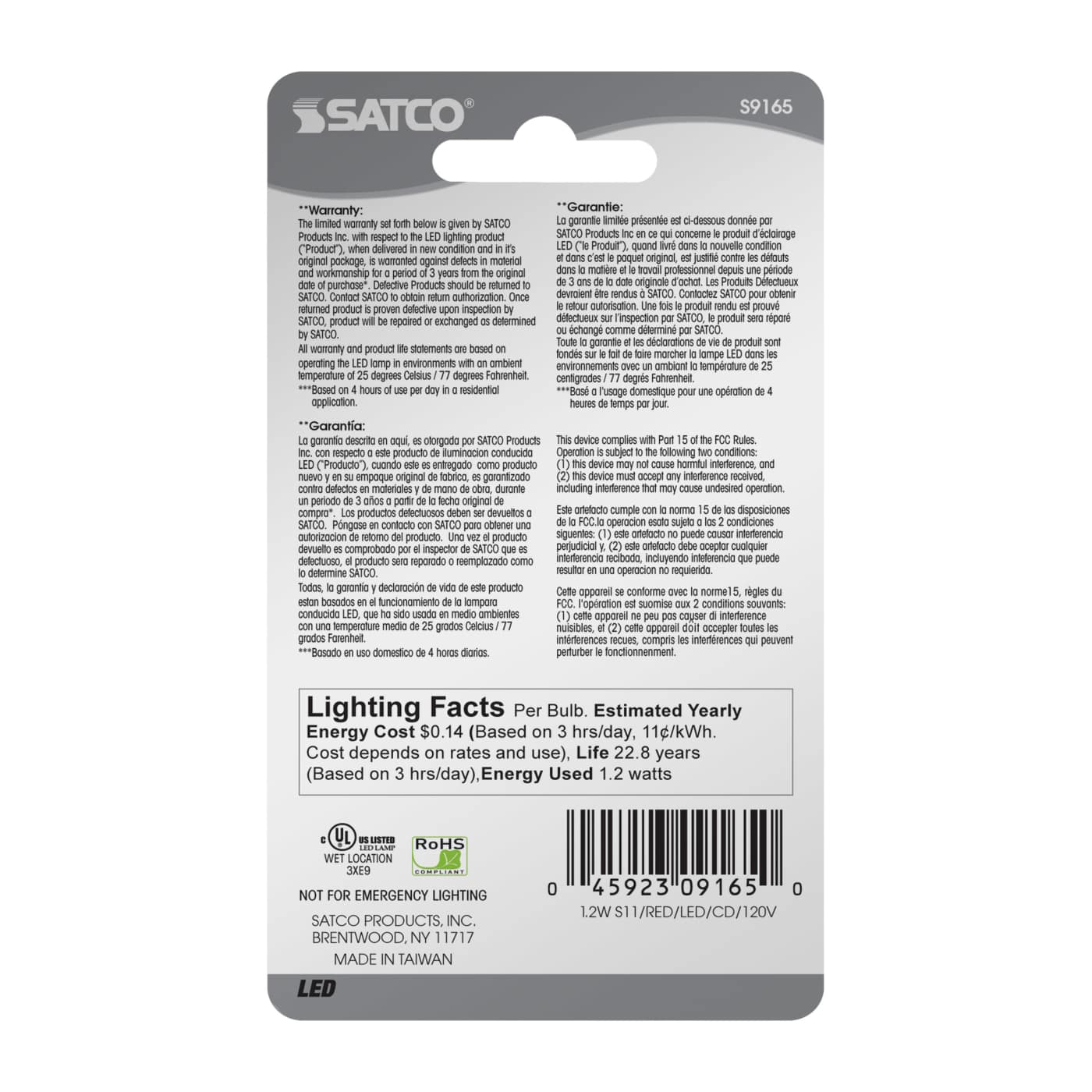 1.2W S11/RED/LED/120V/CD - S9165