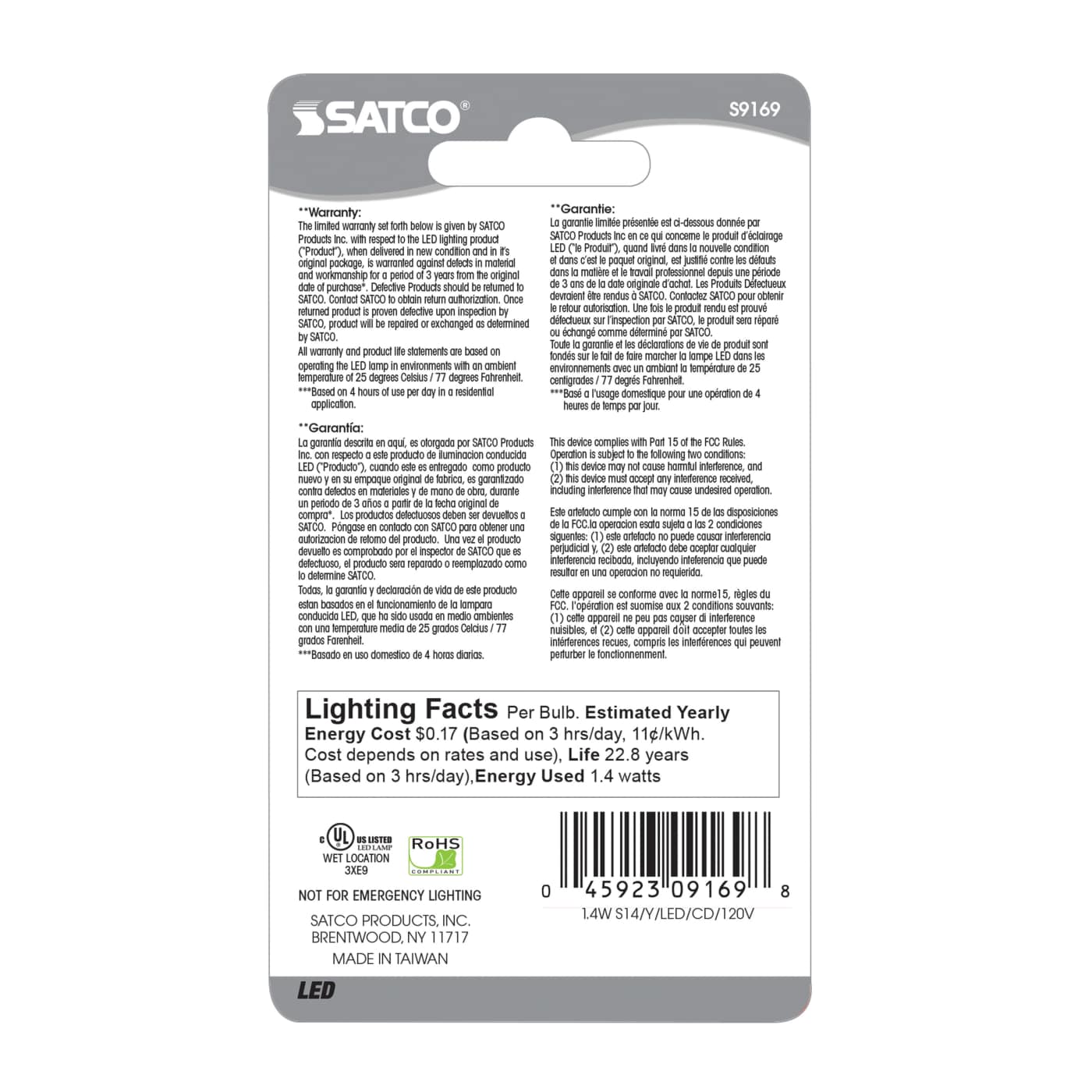 1.4W S14/Y/LED/120V/CD - S9169