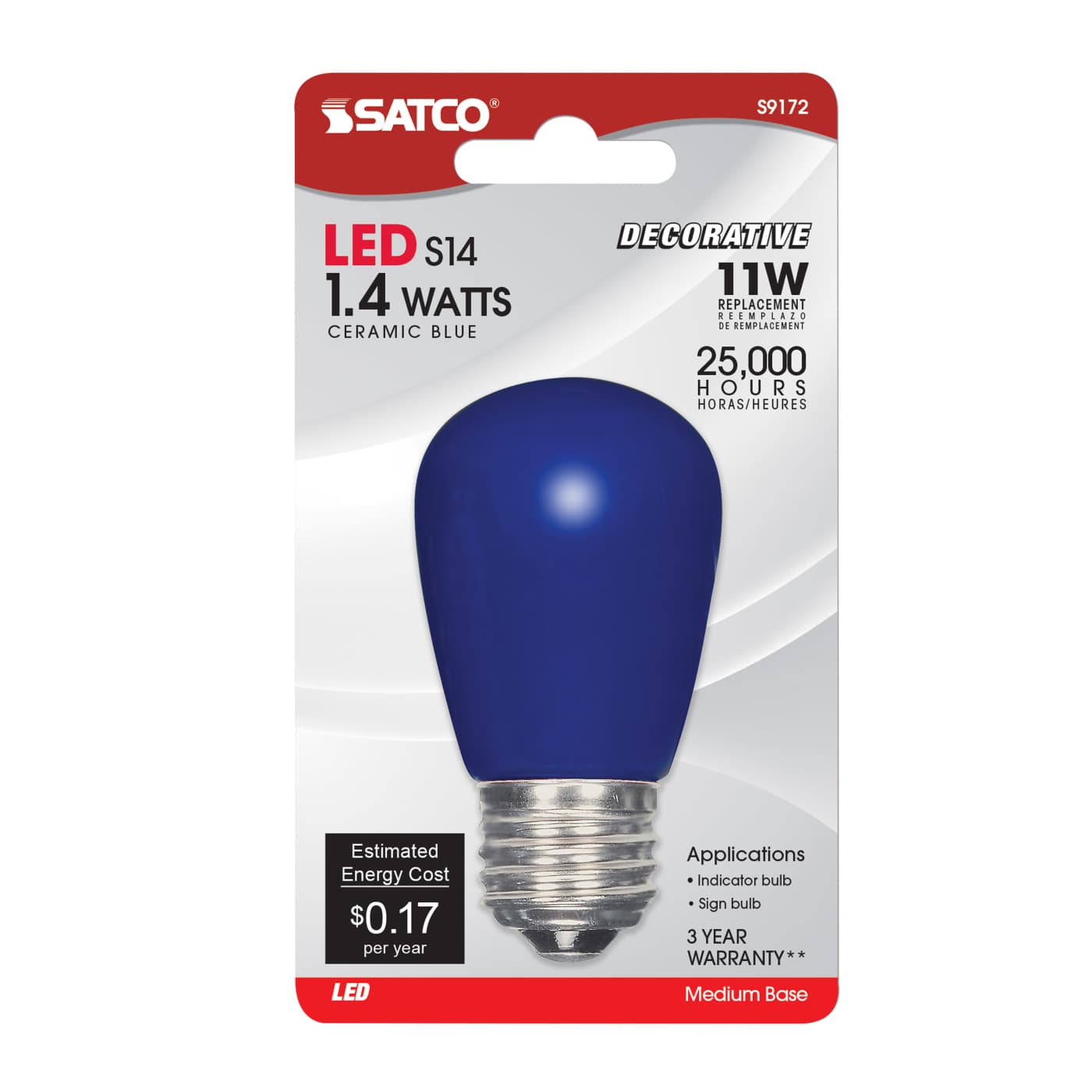1.4W S14/BL/LED/120V/CD - S9172