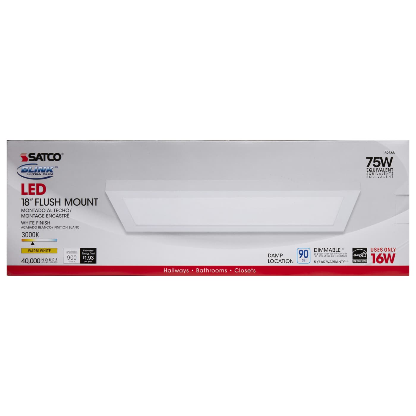 16W/LED/5x18"FLUSH/30K/REC - S9368