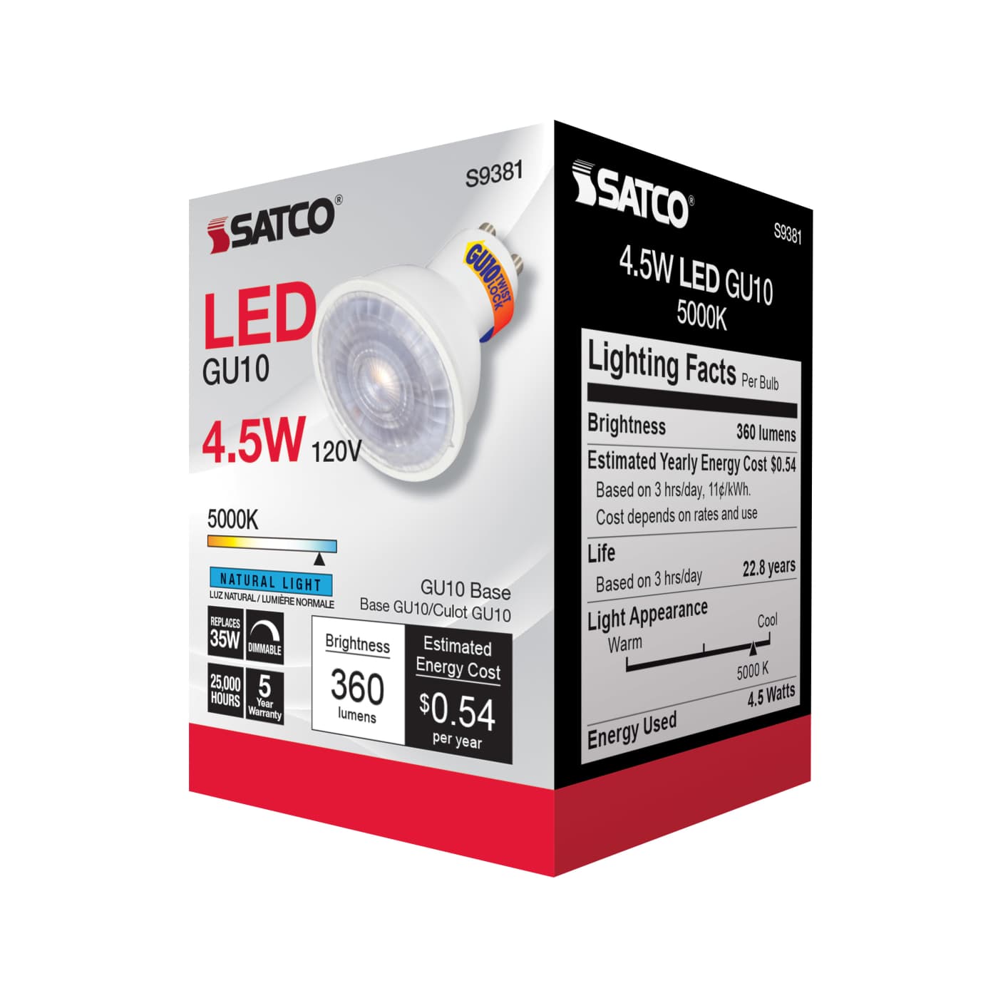 4.5MR16/LED/40'/850/120V/GU10 - S9381