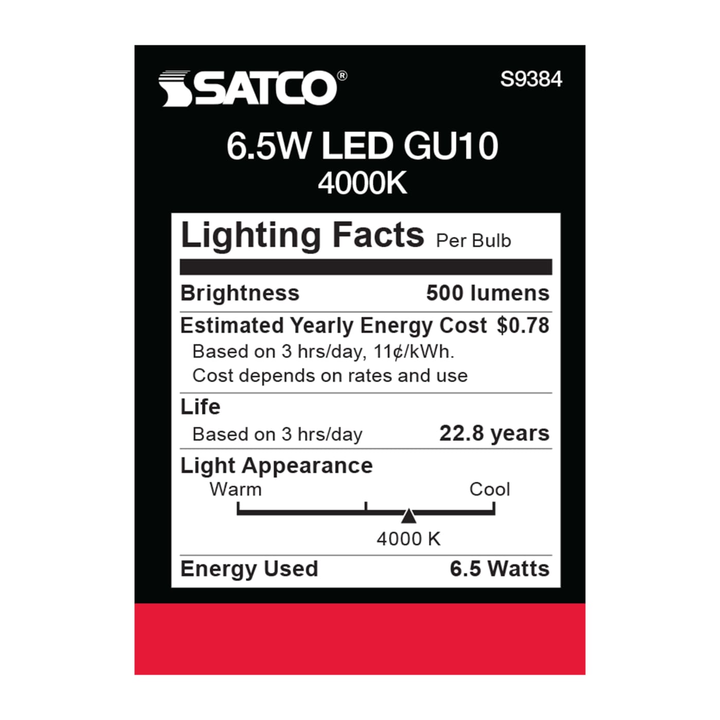 6.5MR16/LED/40'/40K/120V/GU10 - S9384