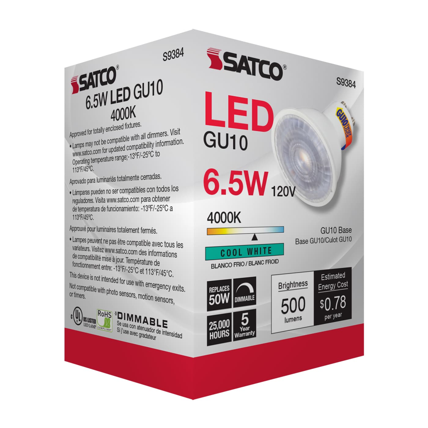 6.5MR16/LED/40'/40K/120V/GU10 - S9384