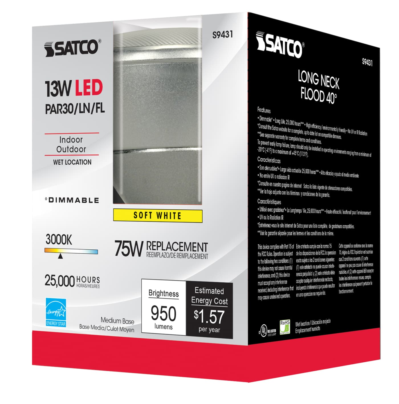 13PAR30/LN/LED/40'/3000K/120V - S9431