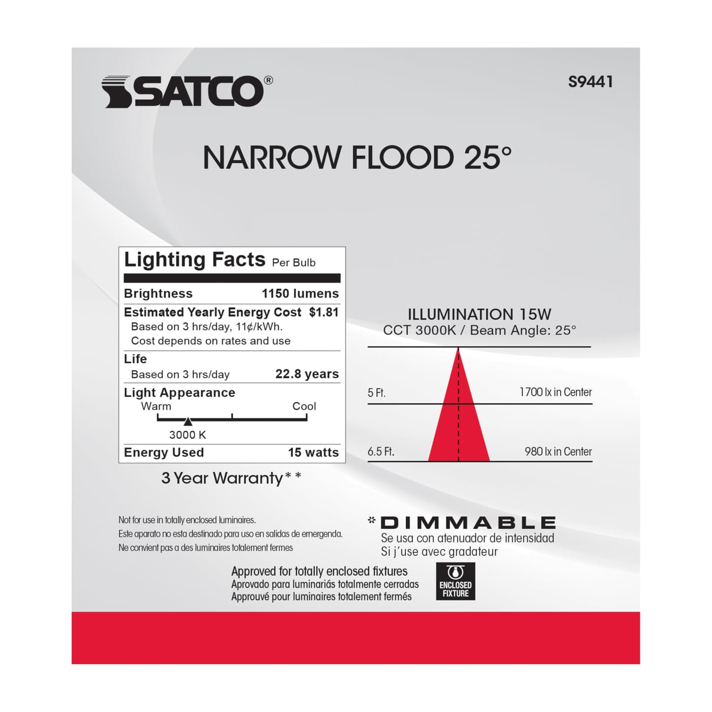 15PAR38/LED/25'/3000K/120V/D - S9441