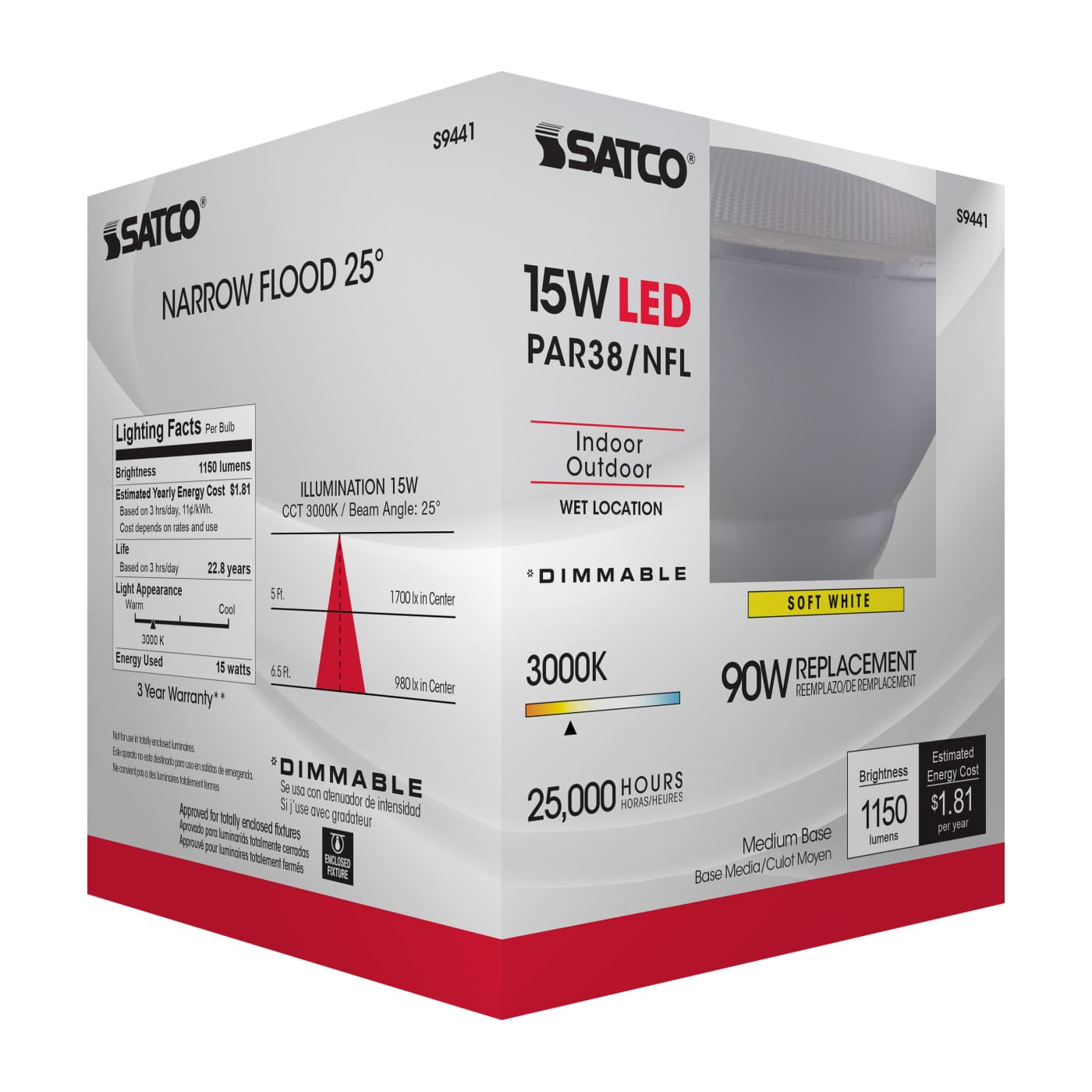 15PAR38/LED/25'/3000K/120V/D - S9441