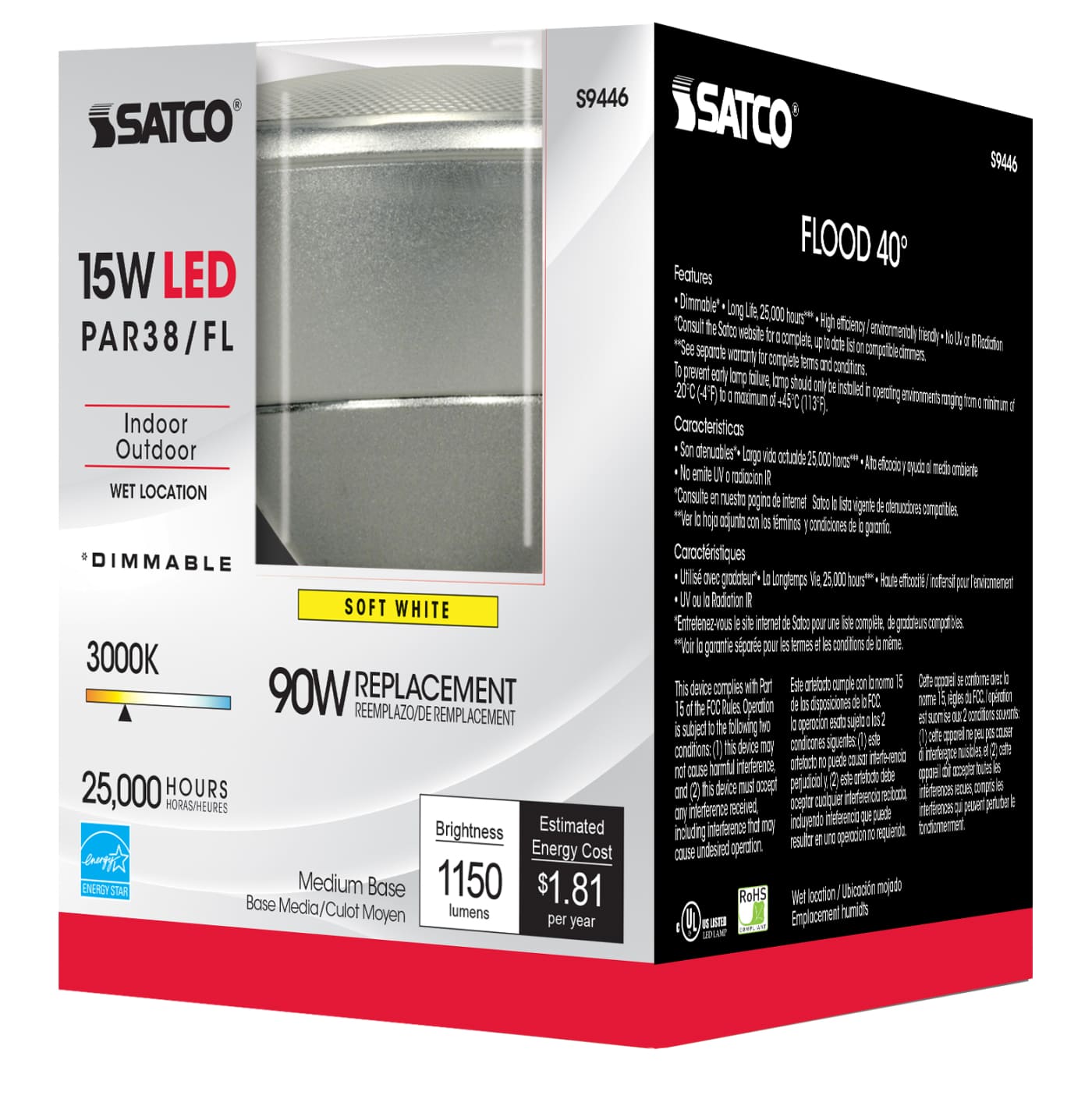 15PAR38/LED/40'/3000K/120V/D - S9446